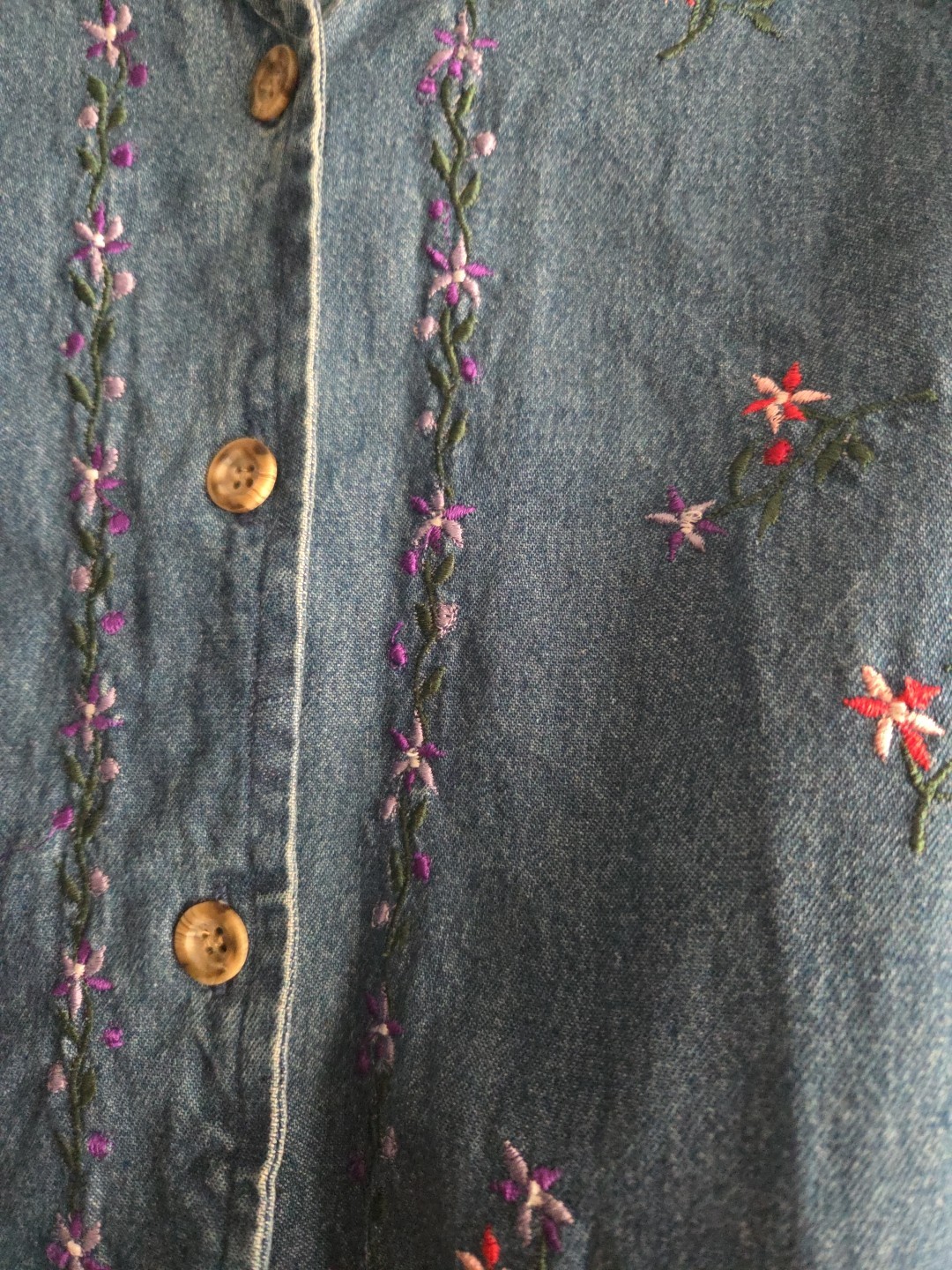 Vintage 90s Bobbie Brooks Blue embroidered Floral Demi Vest 14w/16w