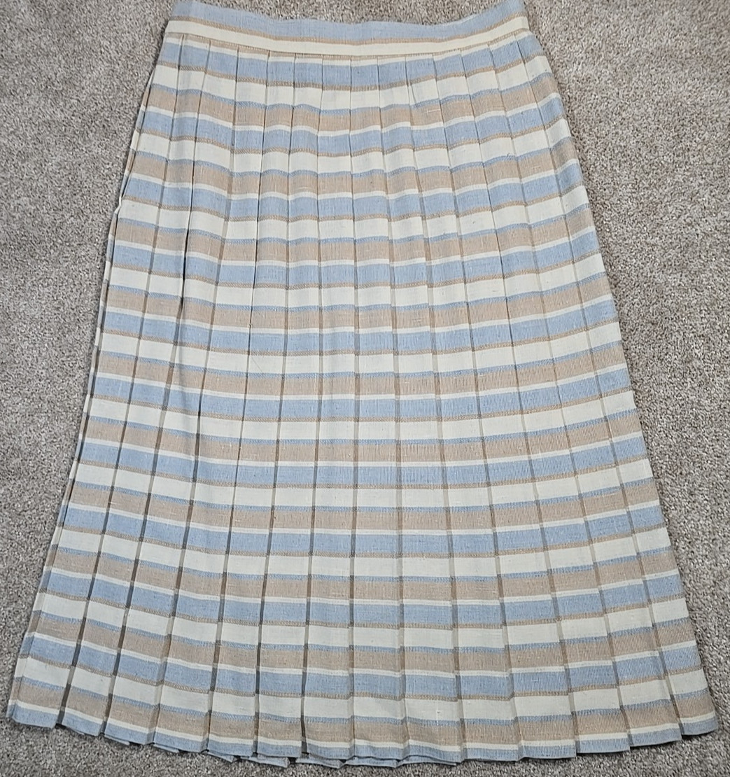 Attitude by Russ Togs Inc. Vintage Pleated Striped Skirt USA Made Women’s 16