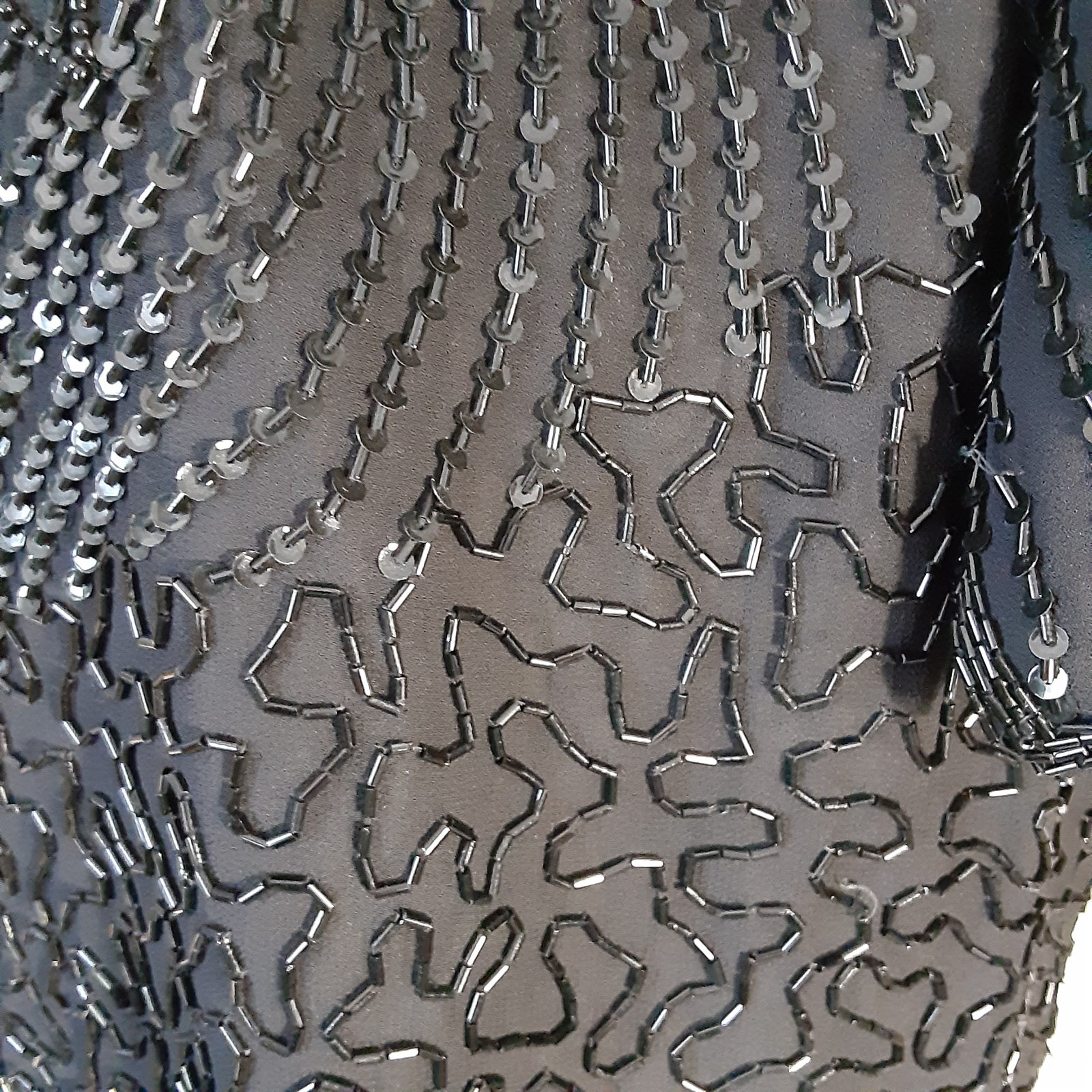 Laurence Kazar Black Beaded Formal V’ed Hem Top 1X (RUNS Small) New Vintage