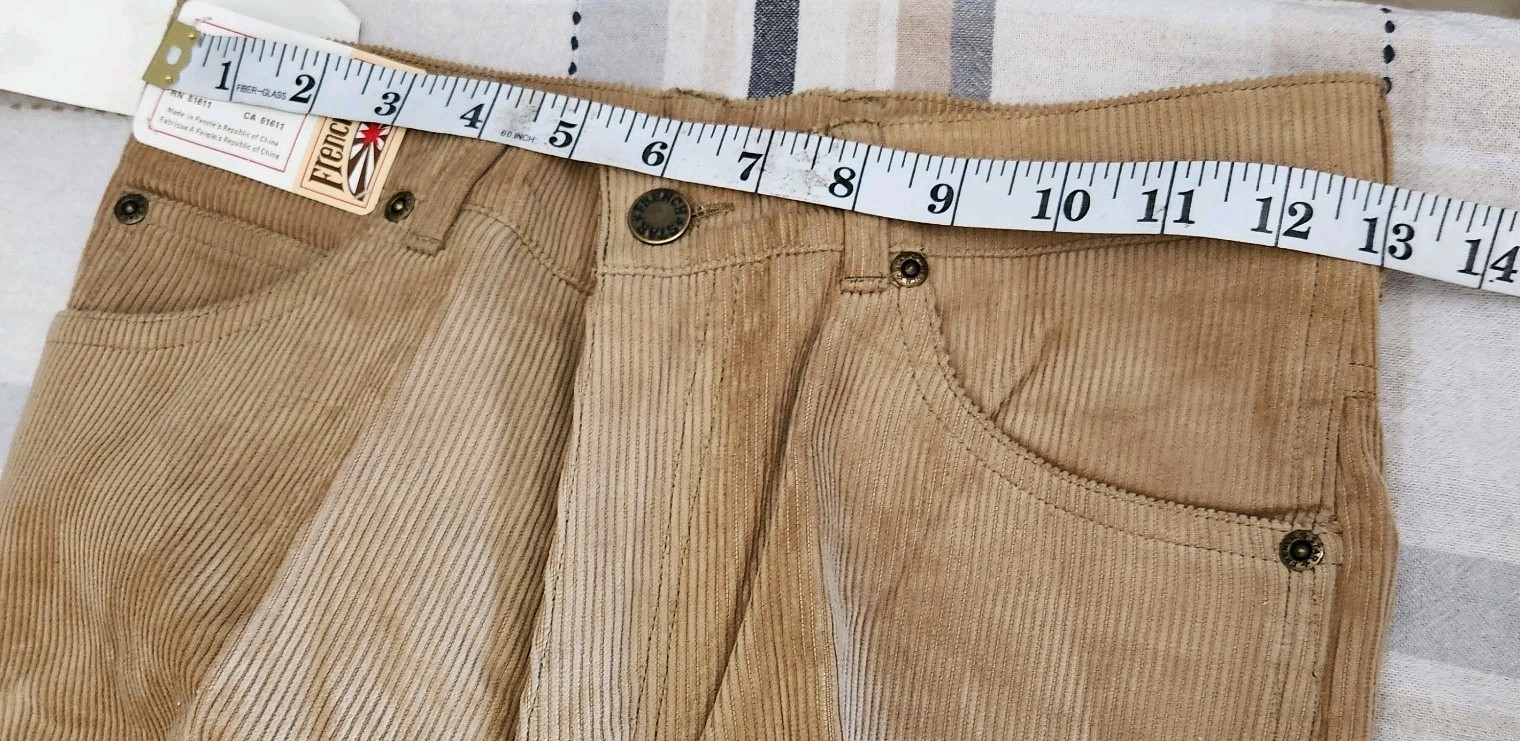 Vintage 80s French Star TAN Corduroy Jeans Waist 28 RN 51611 CA 51611