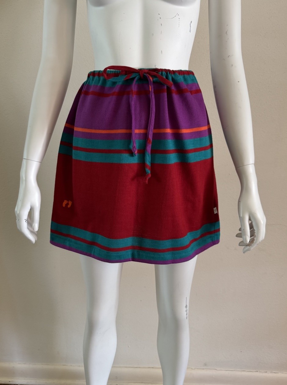 70s Hang Ten Charlies Girls Striped Skirt Tie Waist Mod Surf Swim Skate VTG
