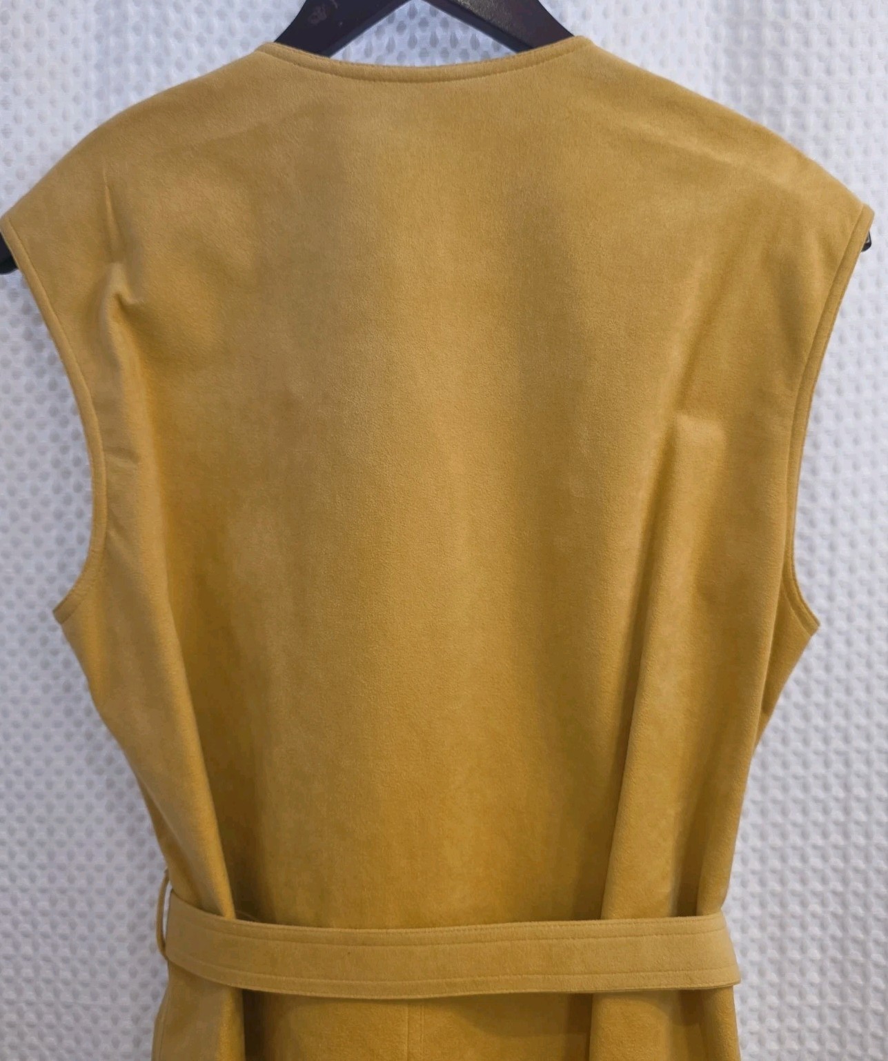 Vtg Rare Designer Count Romi Ultra Suede Midi Dress Tie Belt Beige XL Women 14
