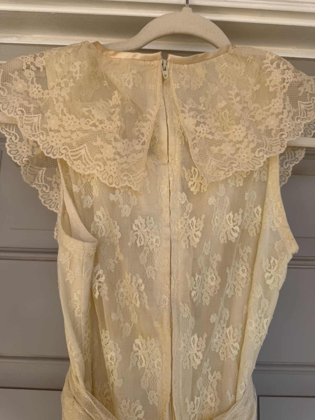Vtg 70s Jody T Of California Ivory Blush Lace Hi Low Maxi Wedding Festival Dress