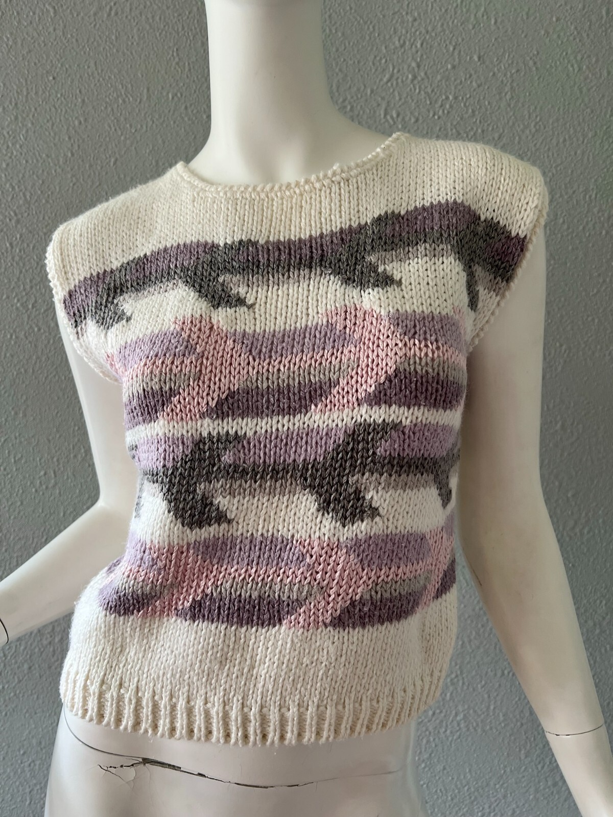 Vintage 80s Currant by Jeri Jo Sweater Vest Top Hand Loomed S