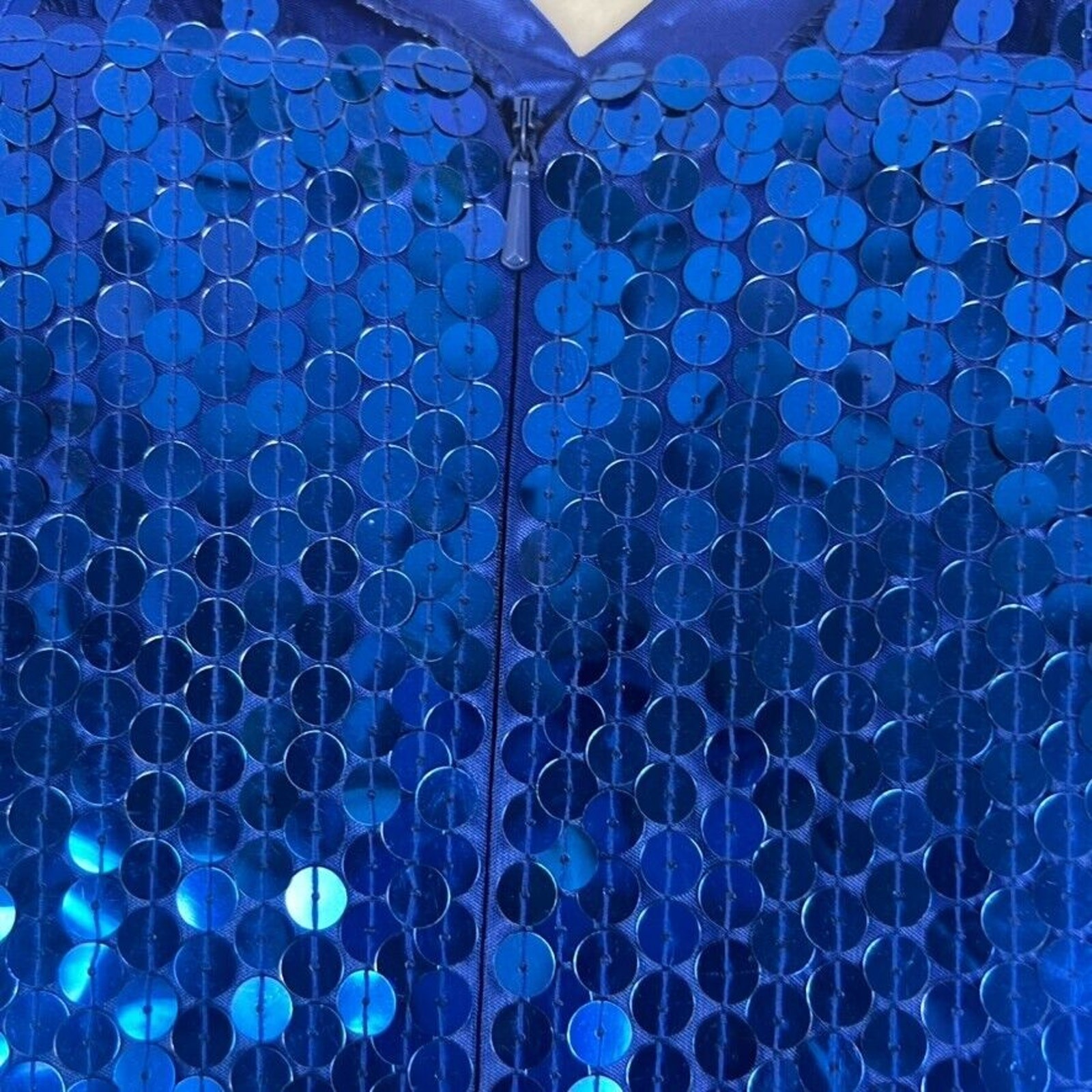 Niteline Della Roufogali Dress 6 Blue Long Maxi Neck Sequin Party Vtg 80s 90s