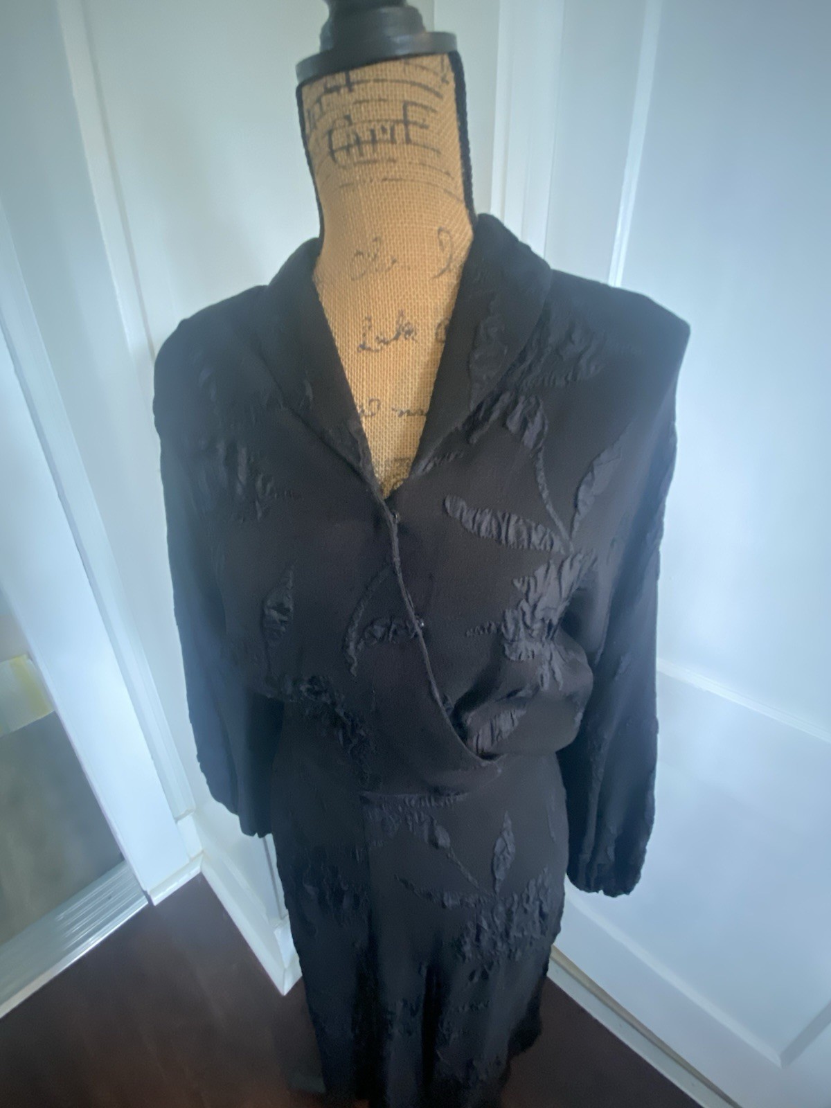 Vintage 1940’s Paul Sachs Original Fit & Flare Dress Black Lace 40” Chest