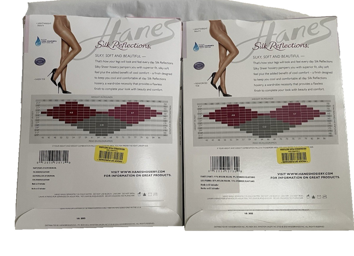 NIP Lot 2 Hanes Silk Reflection Sheer Toe 715 reinforced Toe 716 AB Little Color