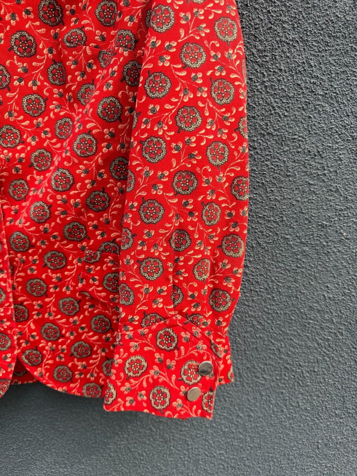 Vintage Red Boho Y2K Print Medallion Jacket Womens Regular Medium Cotton Vintage