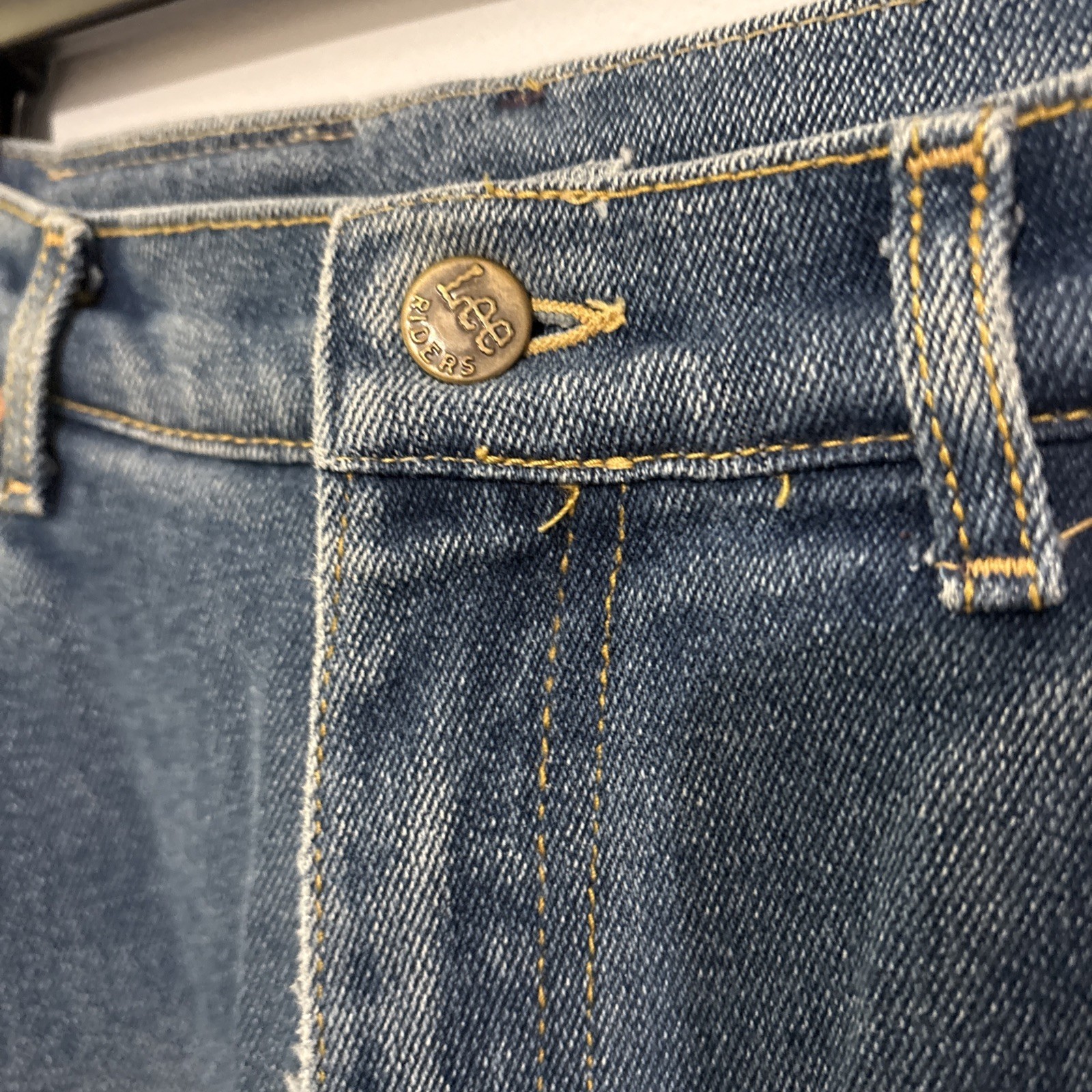 Vtg Lee Straight Pants Mom Jeans Medium Wash 5 Pockets Wavy S Stitching Sz 14L