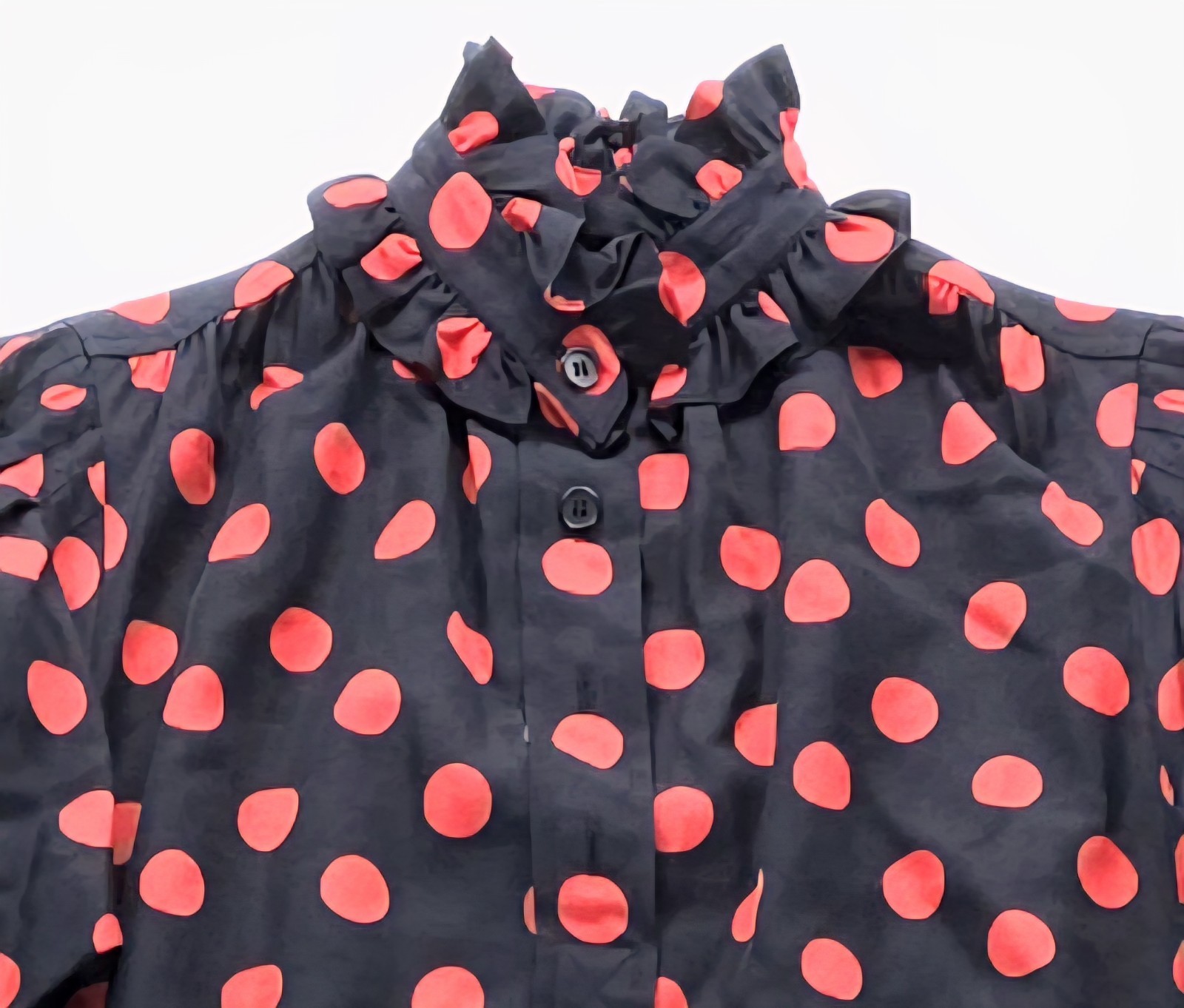 Vintage Saint Laurent Rive Gauche Red Polka Dot Dress 36 FR 4 US Made in France