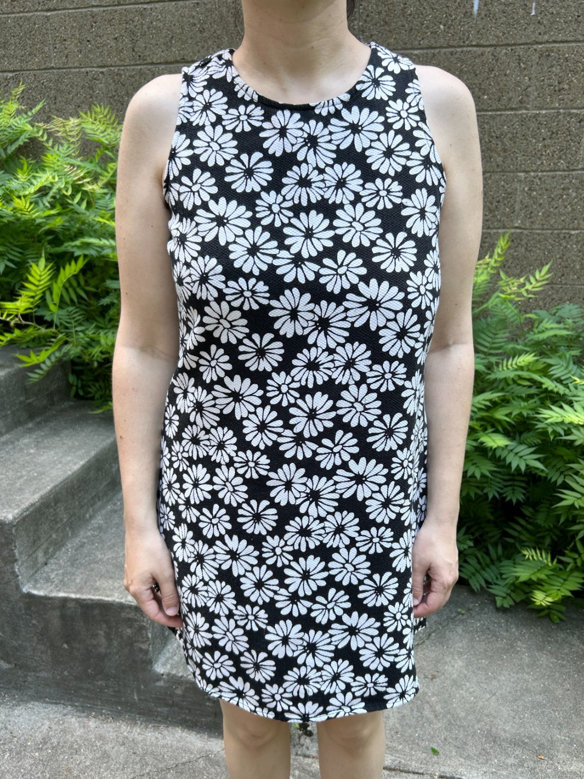 y2k Black and White Floral Tank Mini Dress California Concepts Size S/M