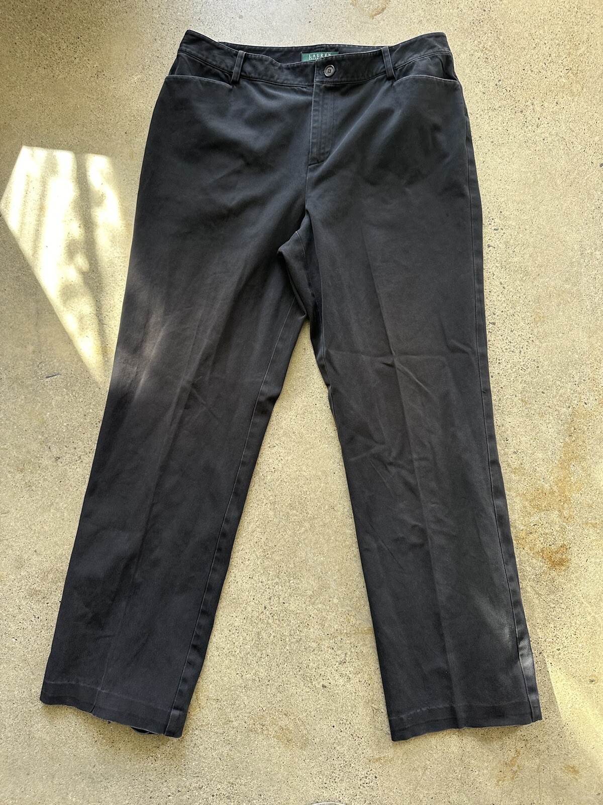Vintage Polo Ralph Lauren Black Cotton & Elastane Straight Leg Pants Size 10