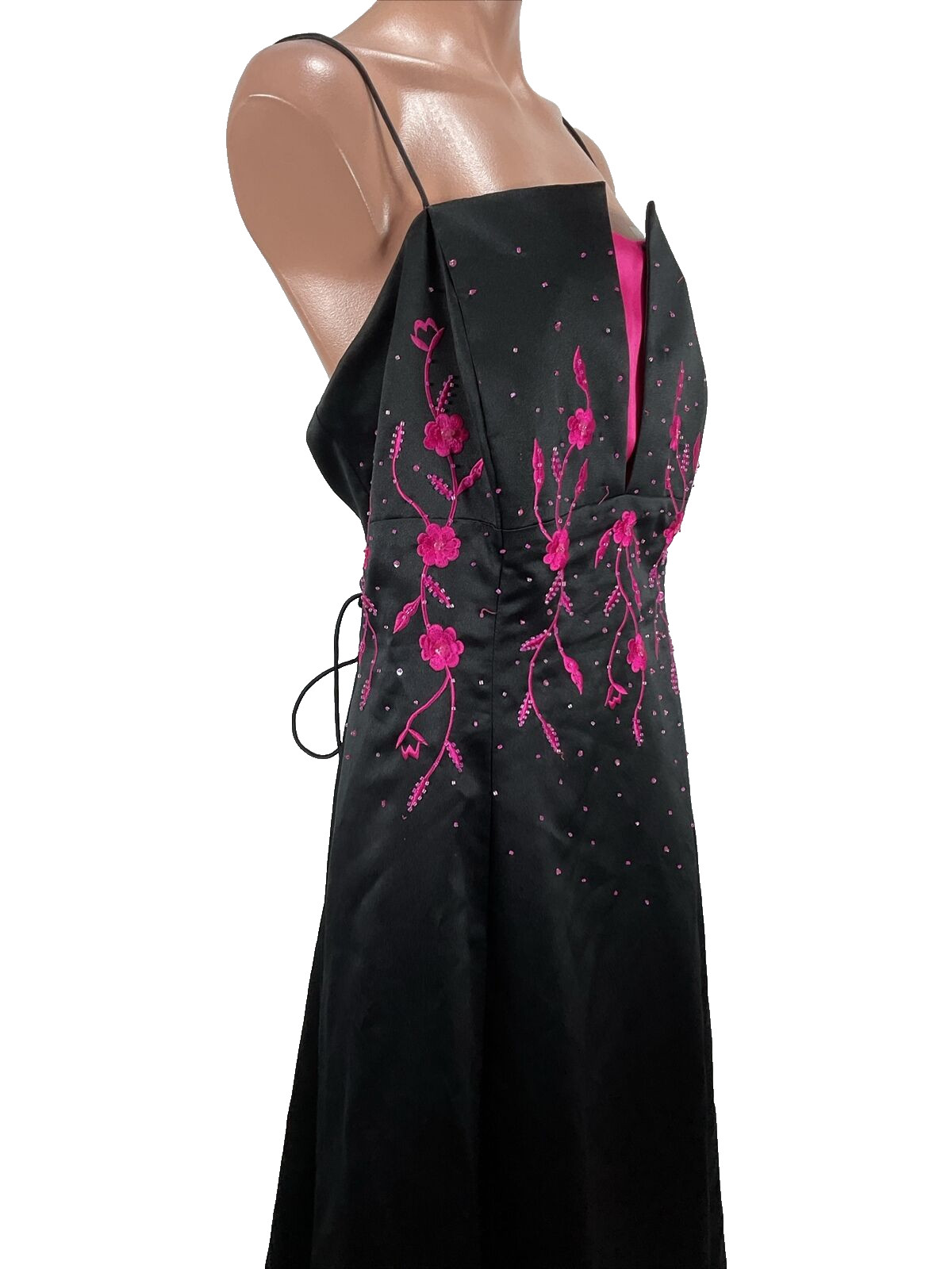 Vintage Y2K Niki Livas Formal Prom Maxi Dress PLUS 20 black pink whimisgoth Goth