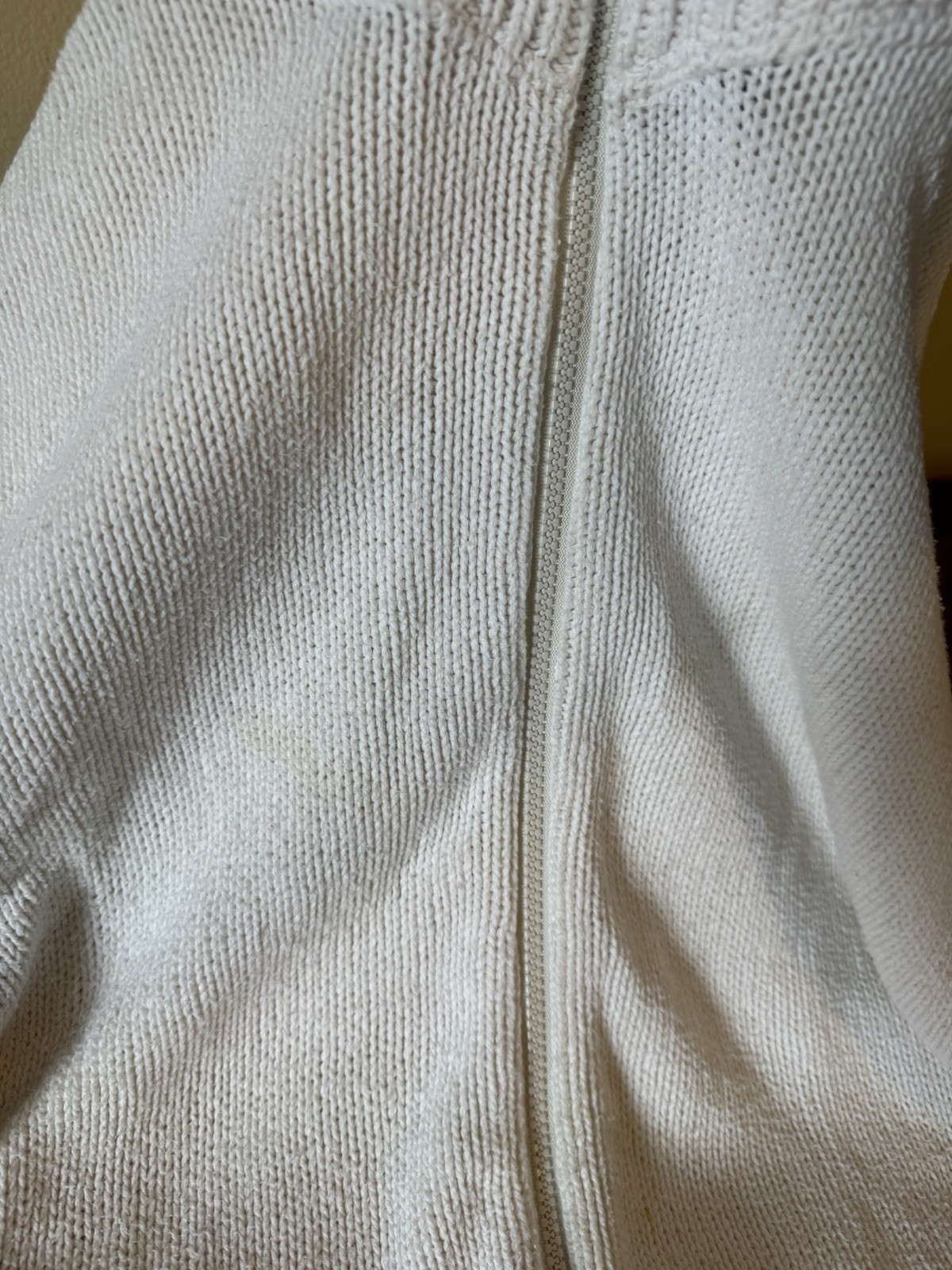 VTG Alps Women’s Sweater Size Large Ivory 100% Cotton Double Pocket Chunky Zip