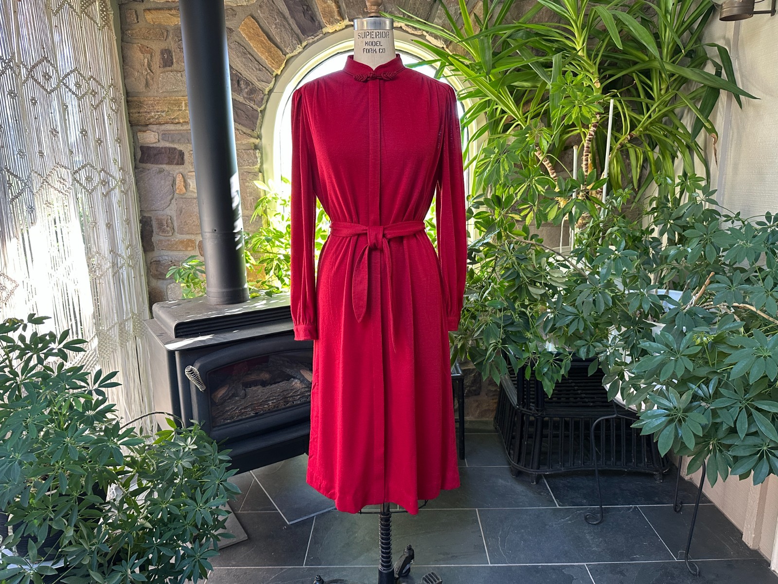 Vintage 1970s Red Zipper Front Knit Dress Schrader Sport New York Made in USA