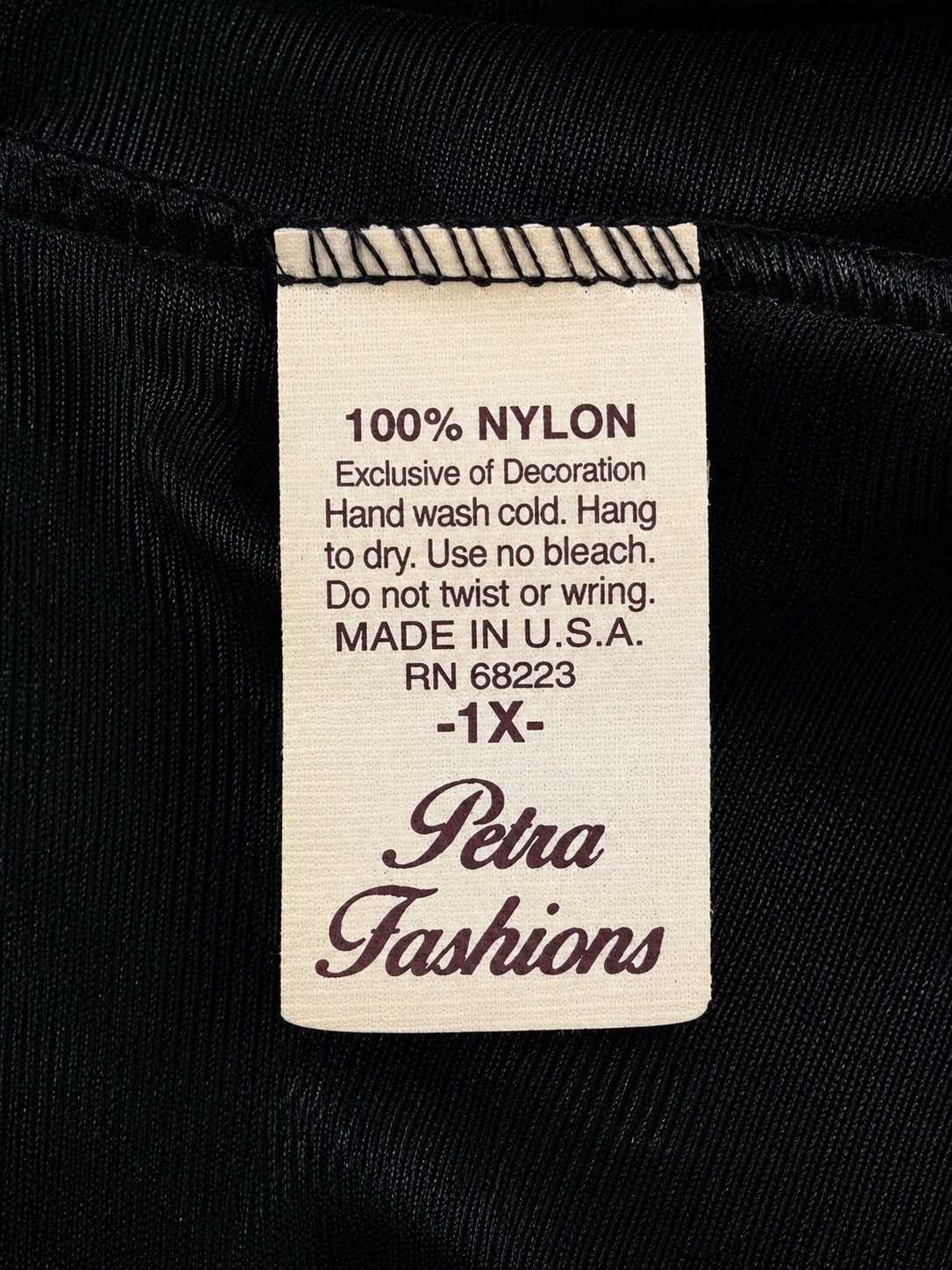 Vtg 90s Petra Fashions Black Nylon Lace Peignoir Robe USA 1X Plus Size