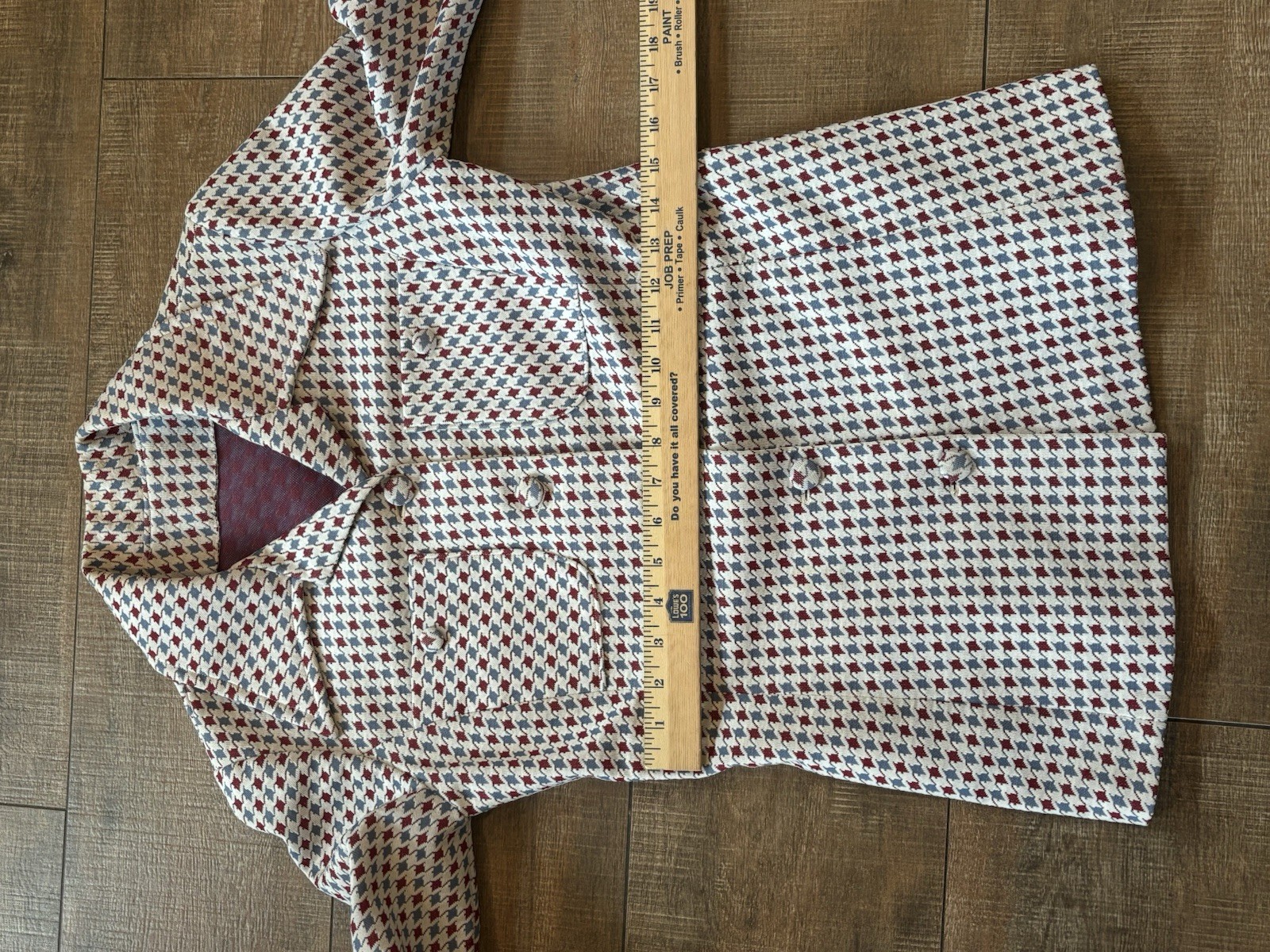 Vintage 1970s Womens Pant Suit Set Houndstooth Bell Bottom Pants Homemade