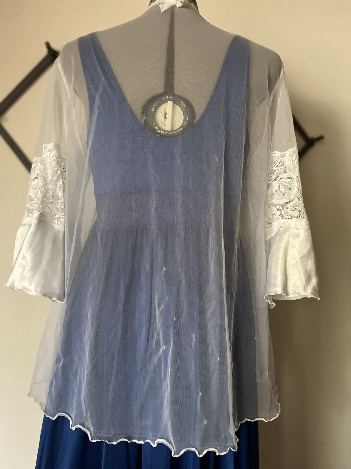 Vintage Nylon Baby Doll Lingerie Bed Jacket Peignoir Robe Negligee sz L