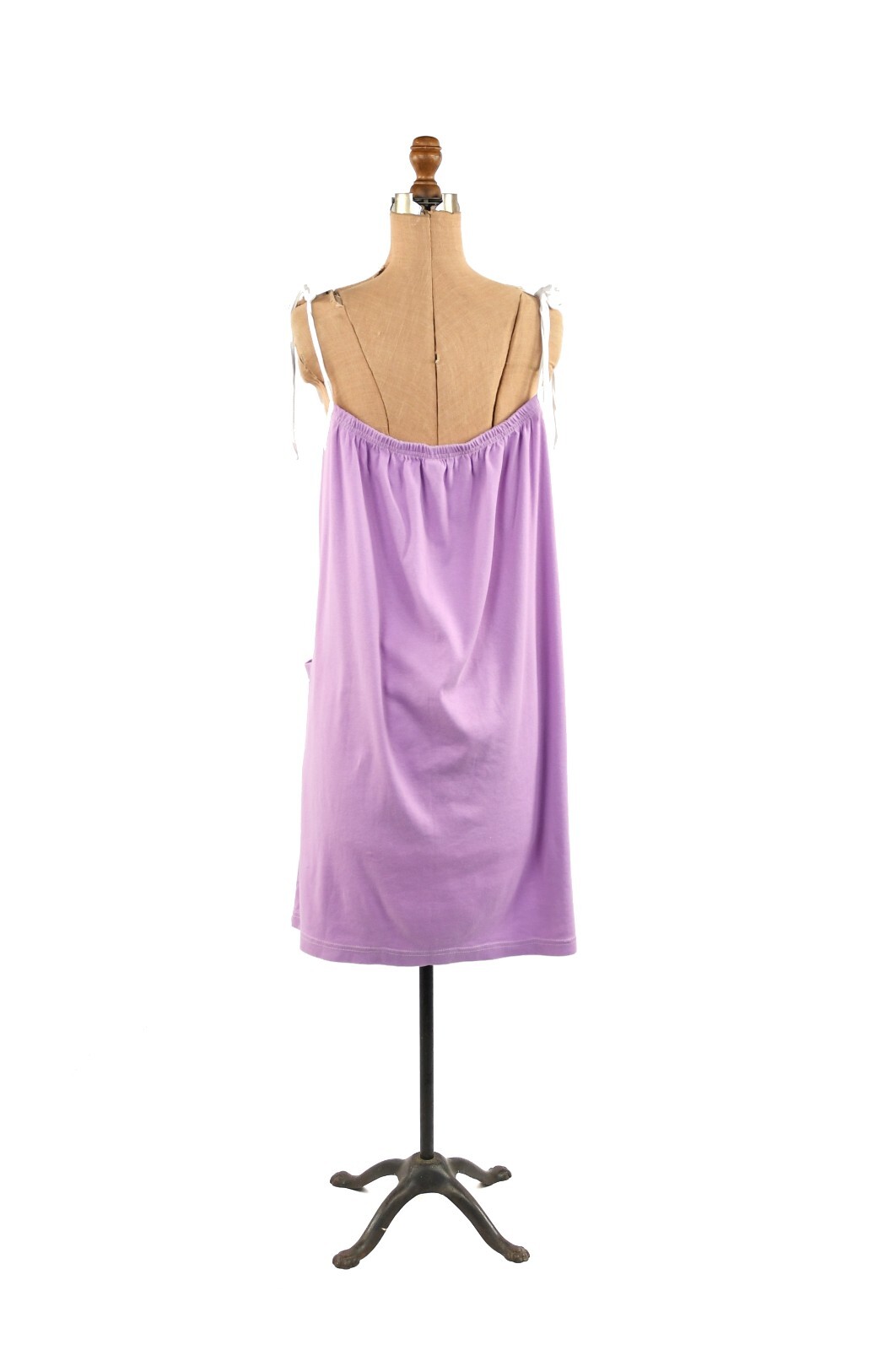 Vintage 80s Pale Purple Lilac Bird + Birdhouse Screen Print Shift Tie Sundress M