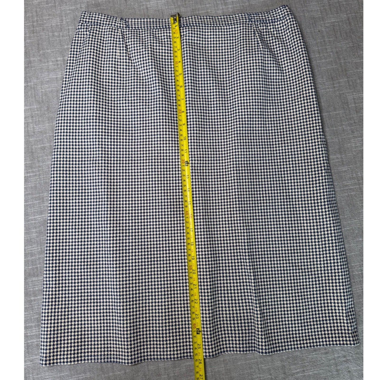 Vintage Count Romi Navy Houndstooth Pencil Skirt Made in USA Size 16 High Waist