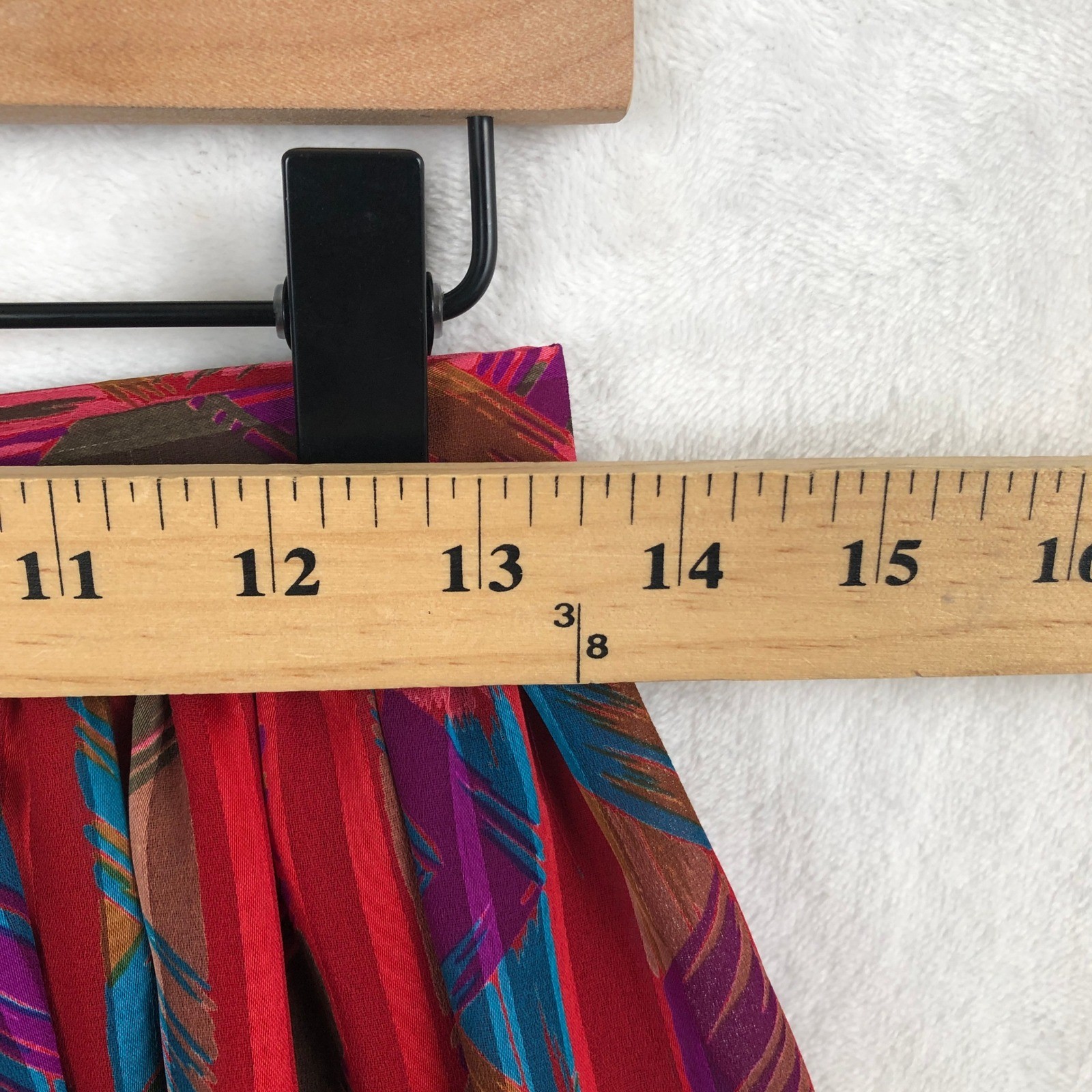 VTG Lilli Ann Adolph Schuman Abstract Geometric Midi Skirt 27W Red Pockets USA
