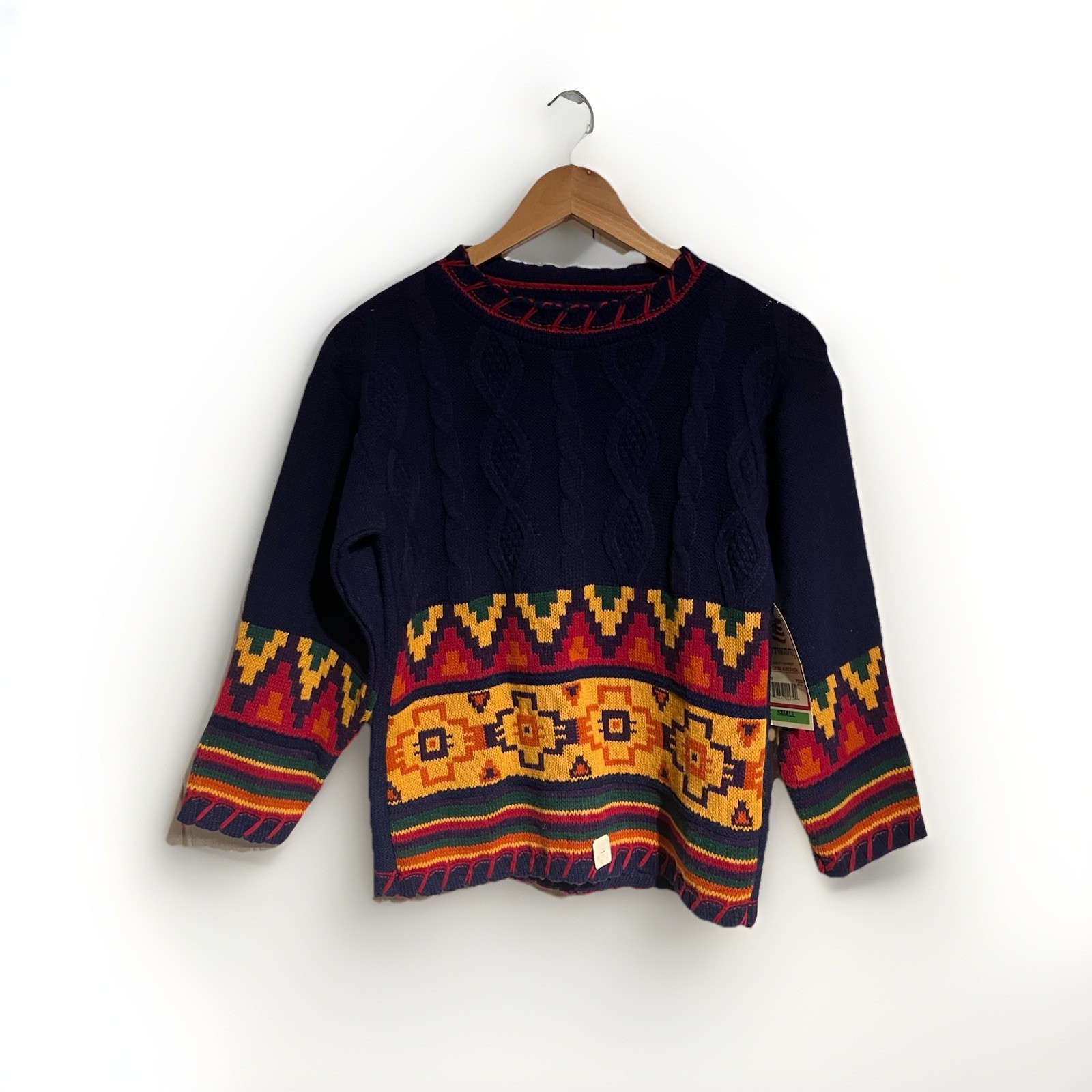 NWT Vintage 80’s Sweater Aztec Pattern Women’s Small Original Tags Attached