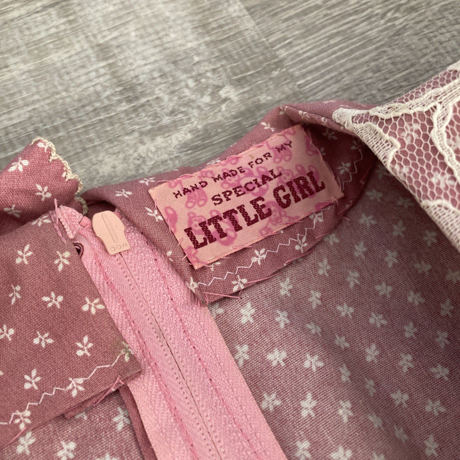 Vintage Hand Made For My Special Little Girl Prairie Dress Sz M Pink Floral Midi