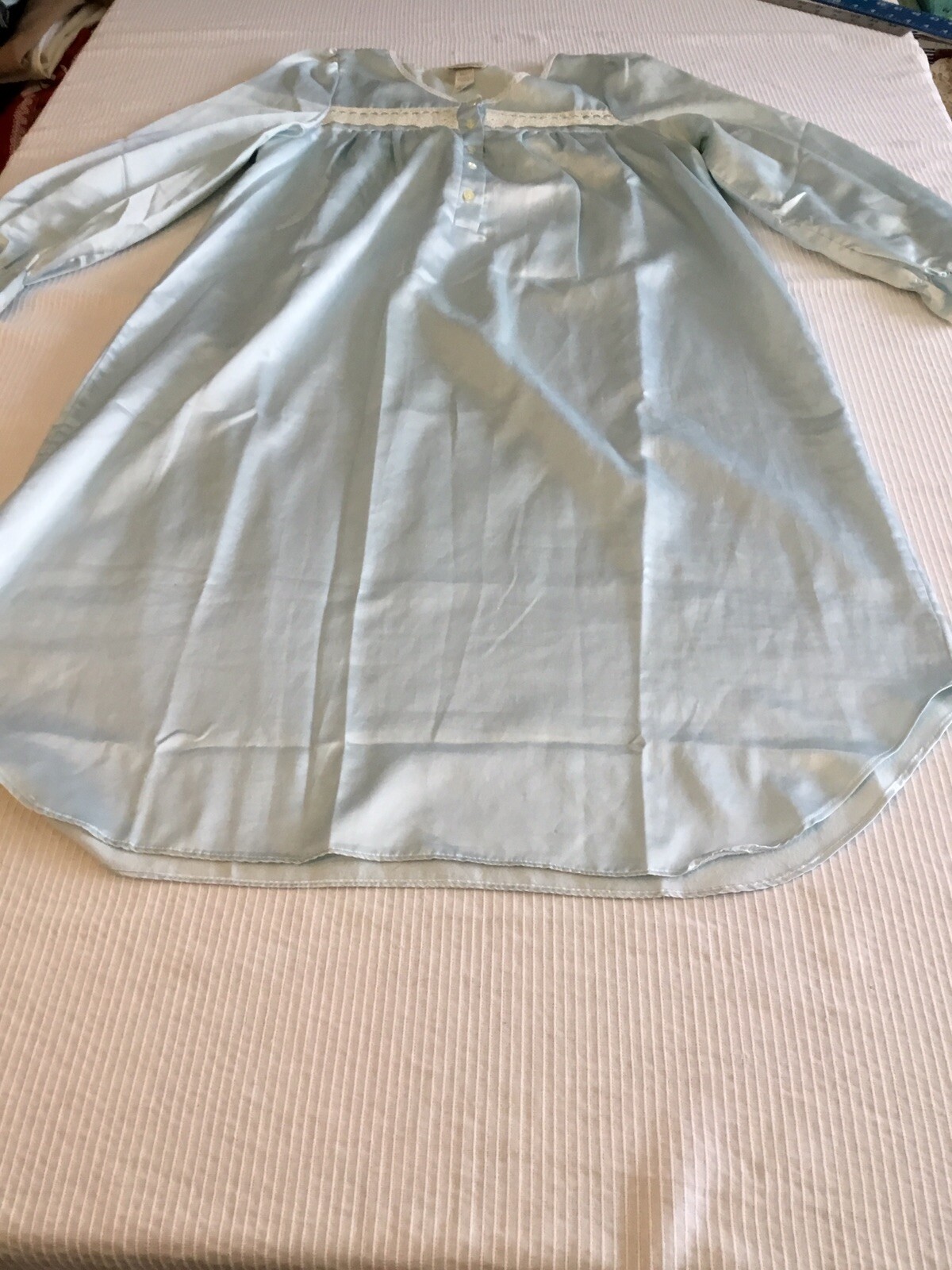 Nicole Vintage night gown Blue M USA poly cotton Blend Satin mid-calf