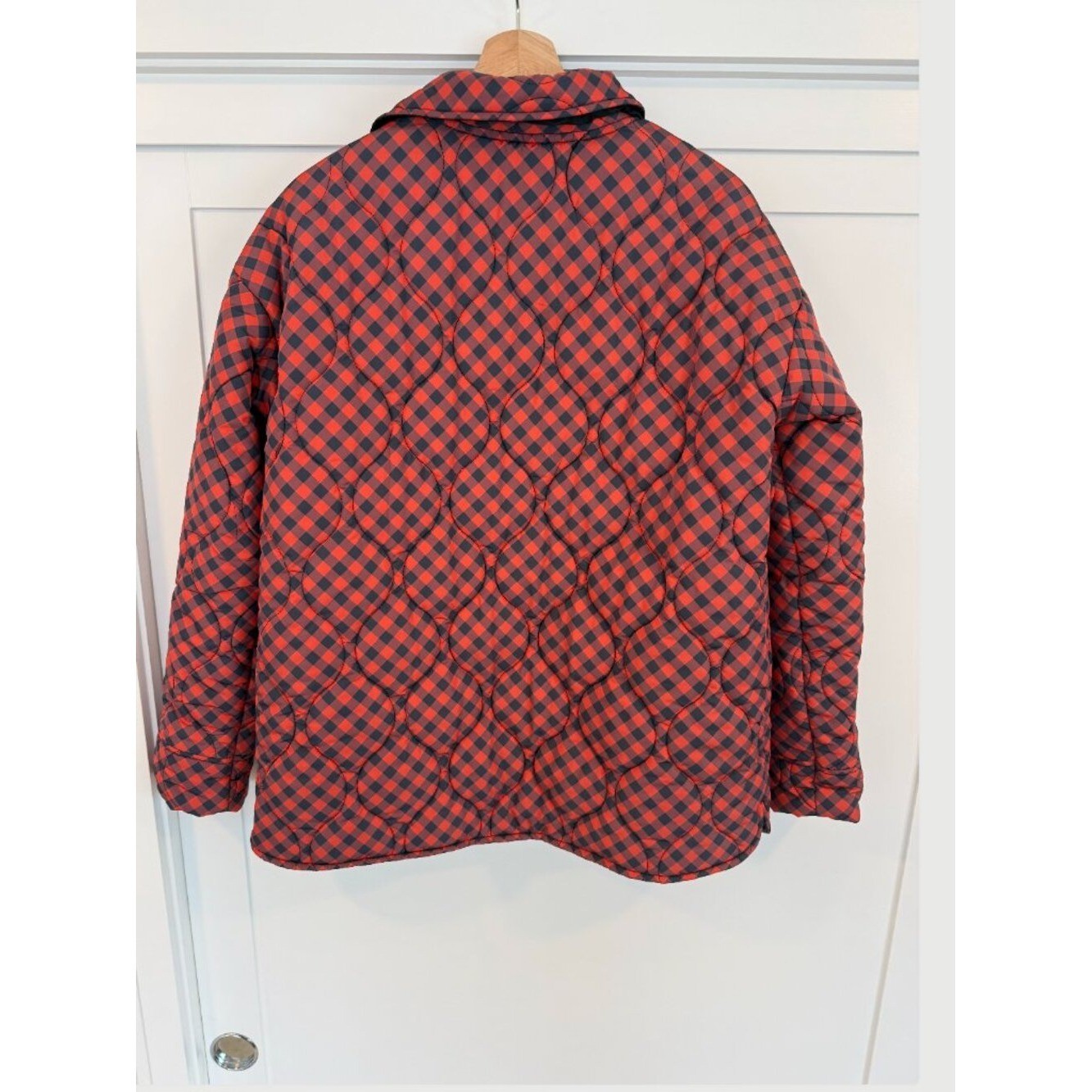 Vintage Style Red Buffalo Plaid Quilted Puffer Jacket / Shacket – M