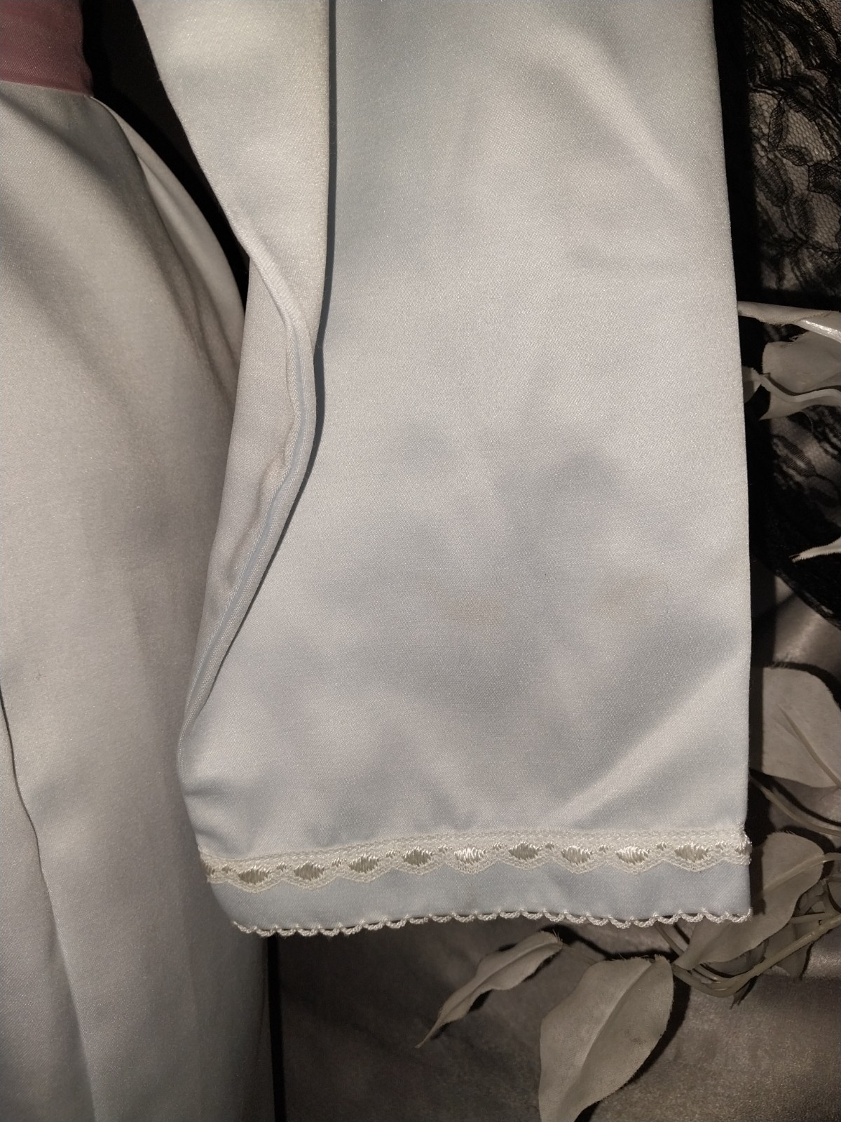 VTG SATIN shiny miss elaine baby blue Anastasia Poets Pullover Robe Nightgown M