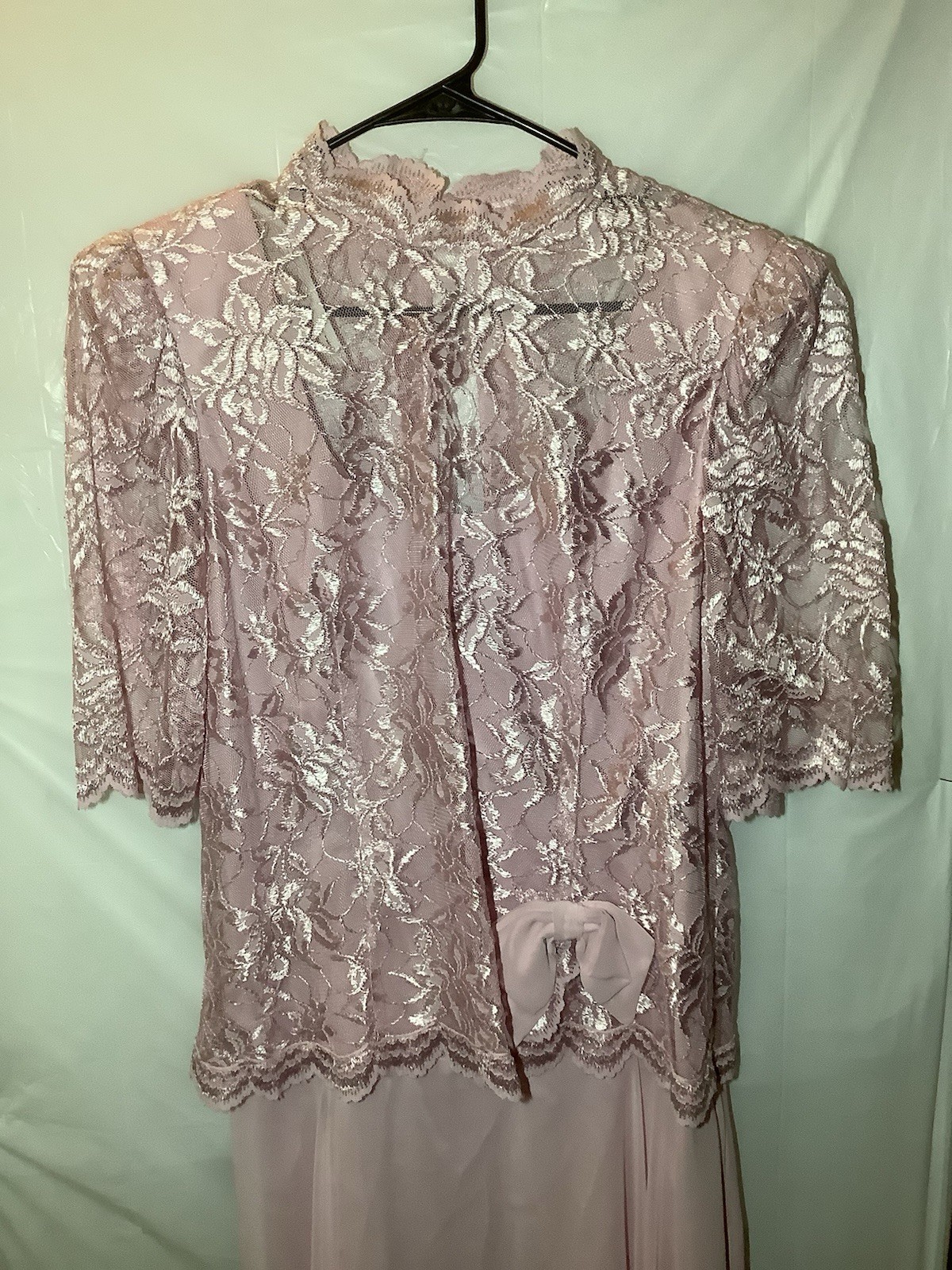 miss elliette dress vintage Long Pink Gown With Lace Jacket Size 16 Formal
