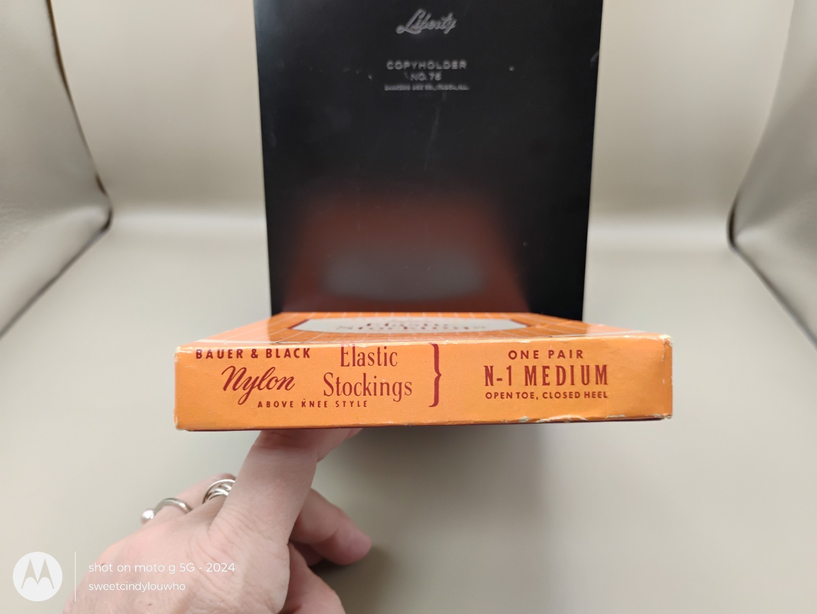 Bauer and Black brand Nylon Elastic stockings 1950s EMPTY box with literature
