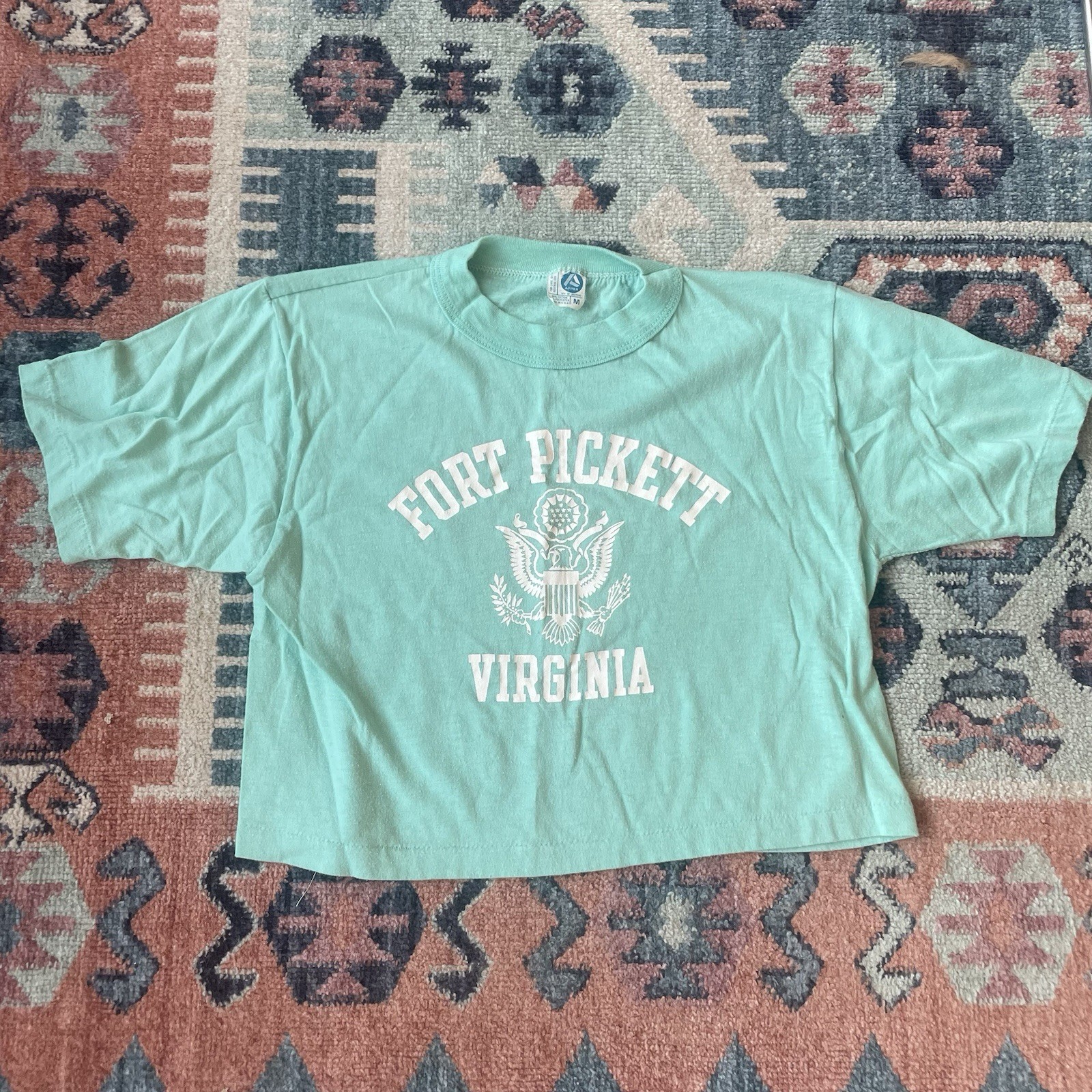 Vintage 80s Artex Fort Pickett Virginia Cropped Tee Size M