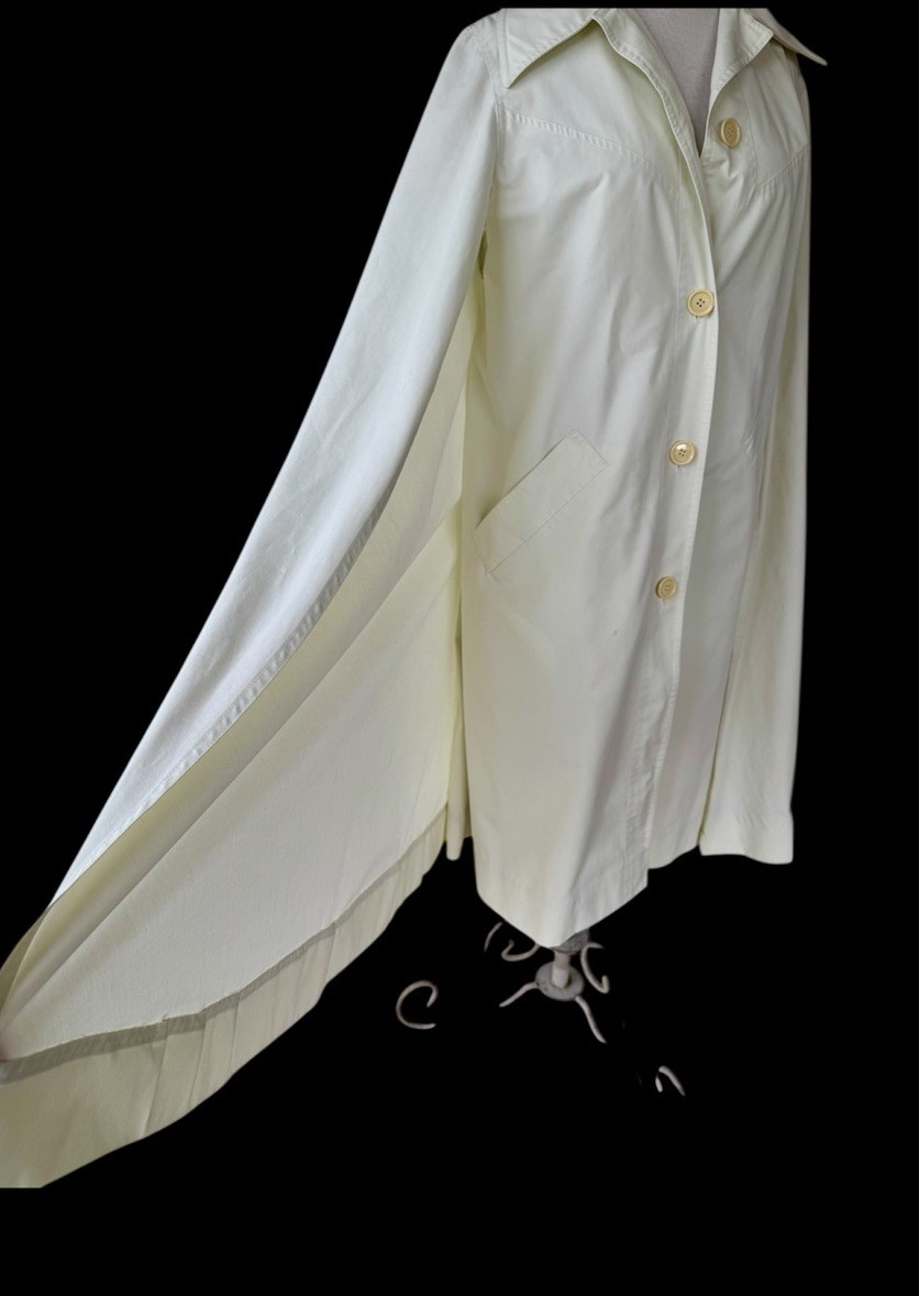 Vtg 70s Ivory Canvas Cape Jacket OS Cloak Boho Classic *No Belt * As Is