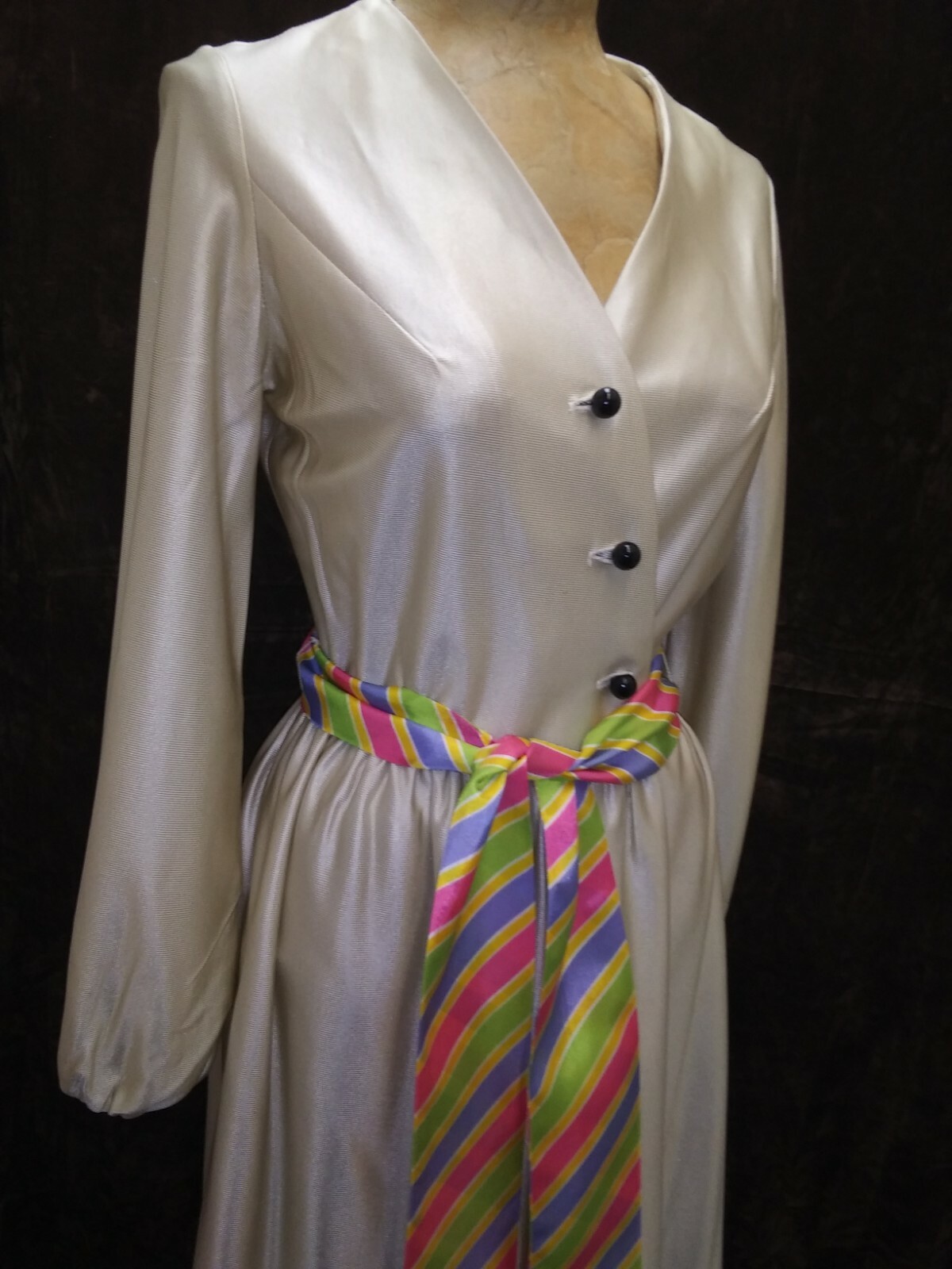 Vintage 1960’s Pale Gold Jersey Nylon Cocktail Dress by Lady McGuire Size S
