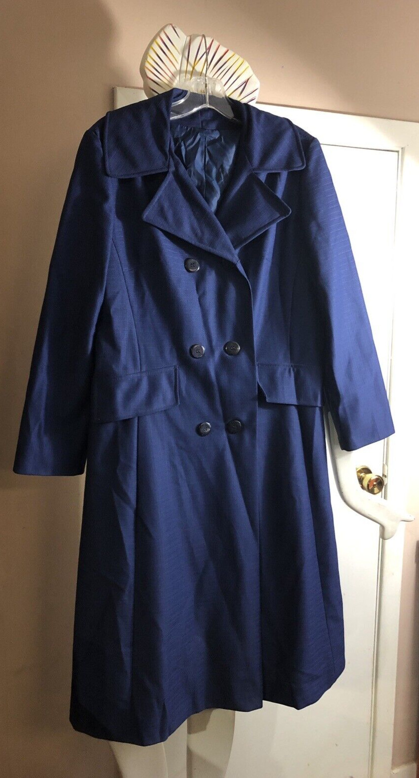 Vintage 1960s Classic style Navy Blue Long Coat Lightweight Dress Sears Women’s