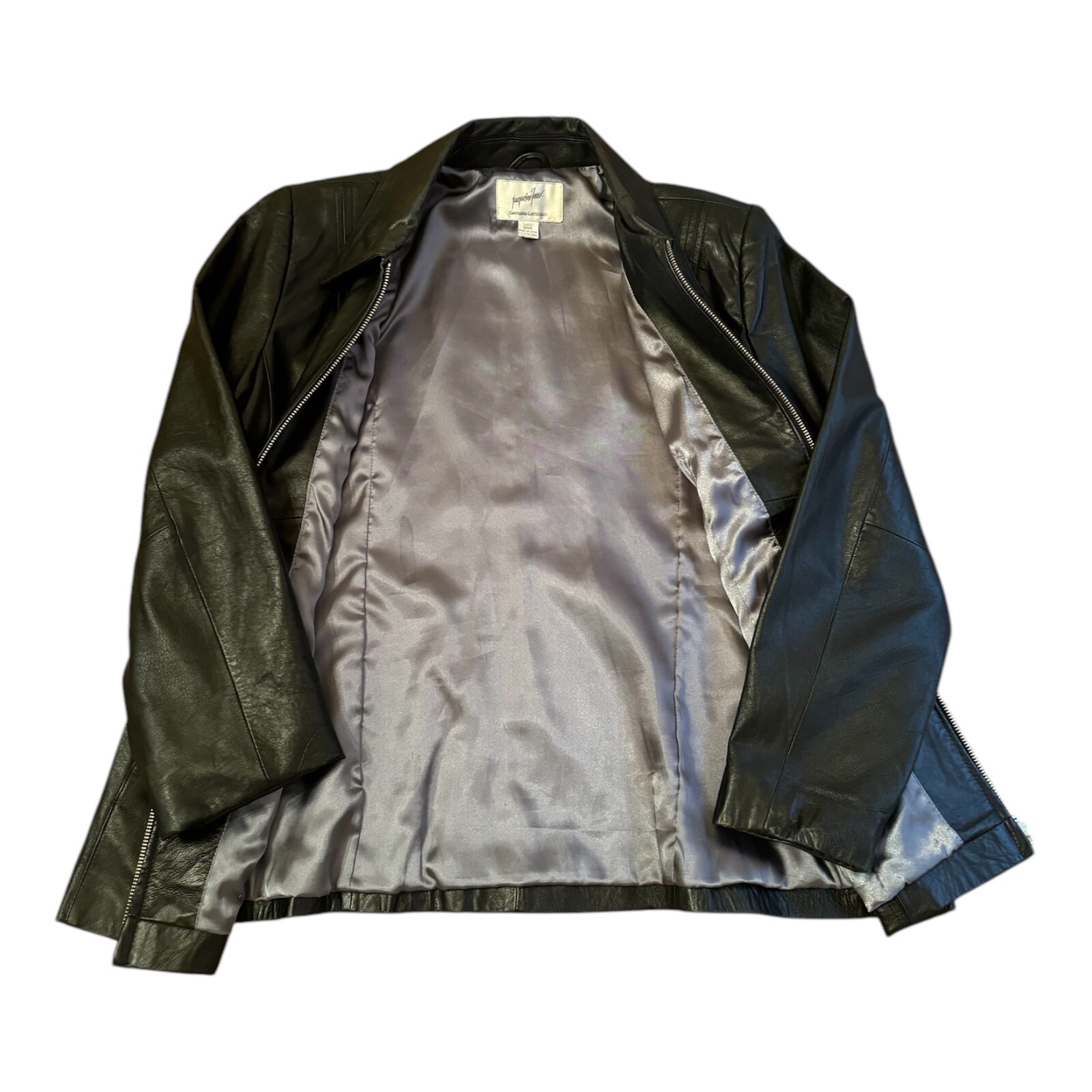 Jacquelin Ferrer Lined Genuine Lambskin Jacket Size Large