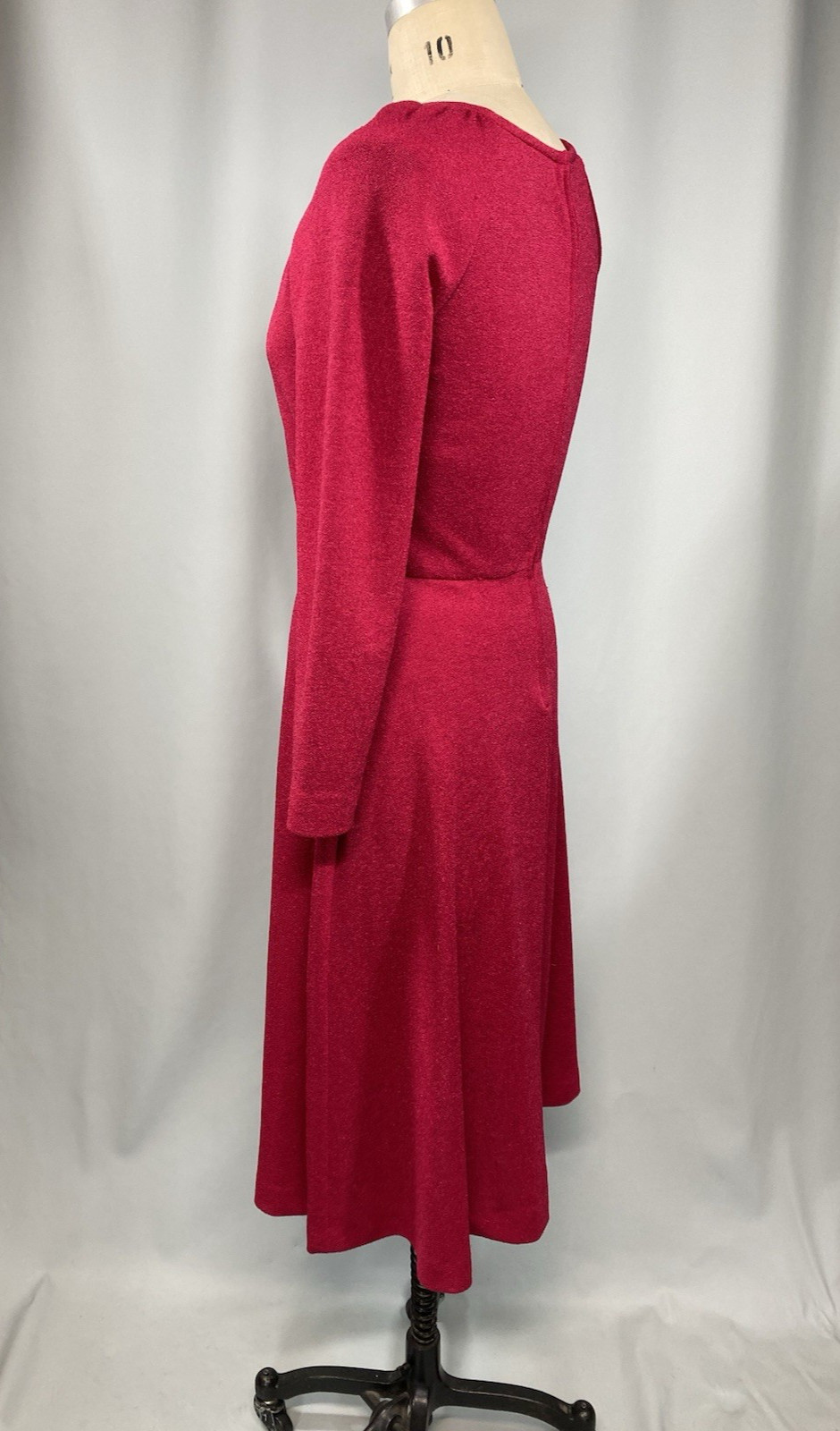 Vintage Dress SIZE MEDIUM red long sleeve LESLIE FAY 70s 80s classic long sleeve