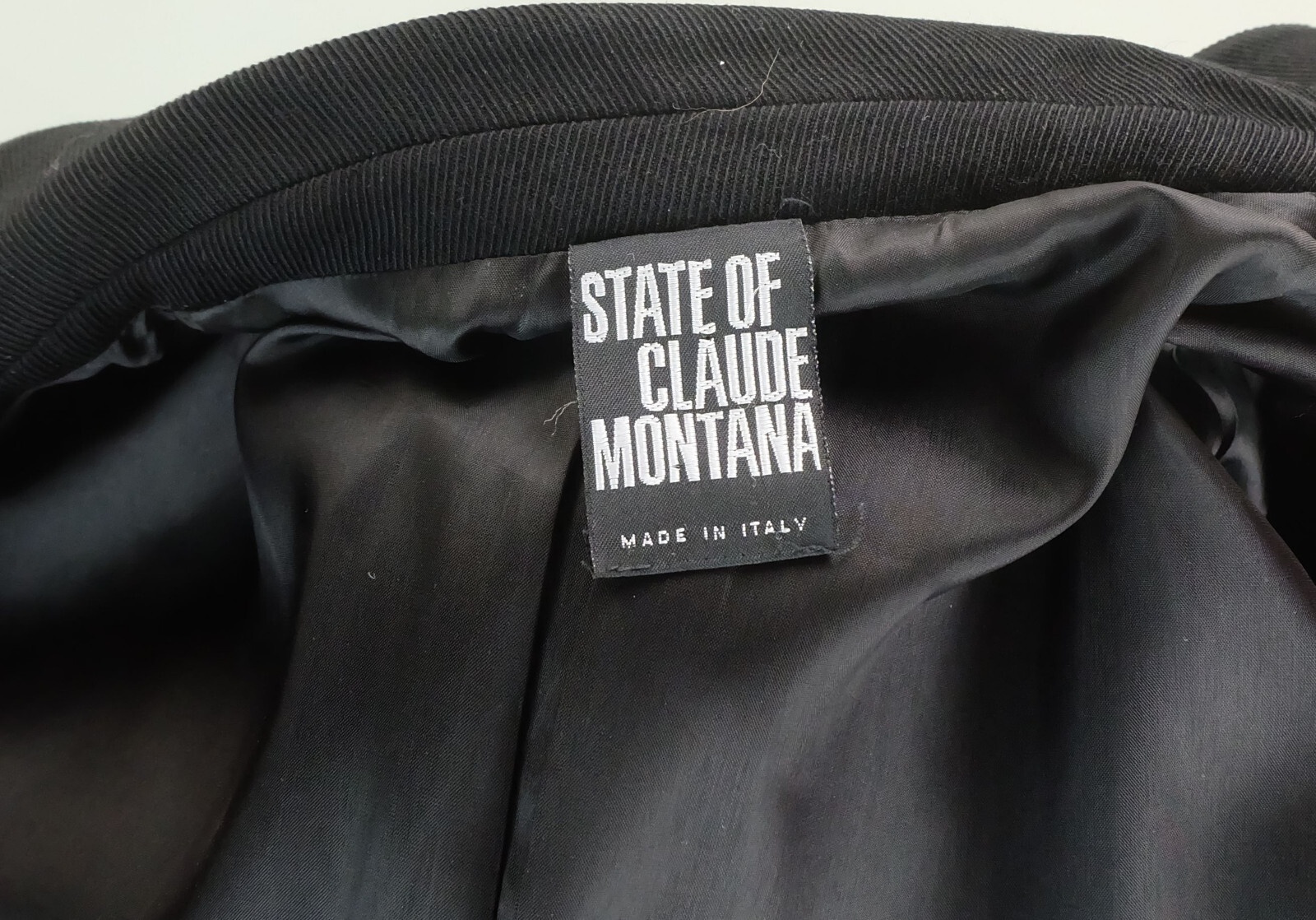 Extravagant long jacket blazer State of Claude Montana black size S 80s