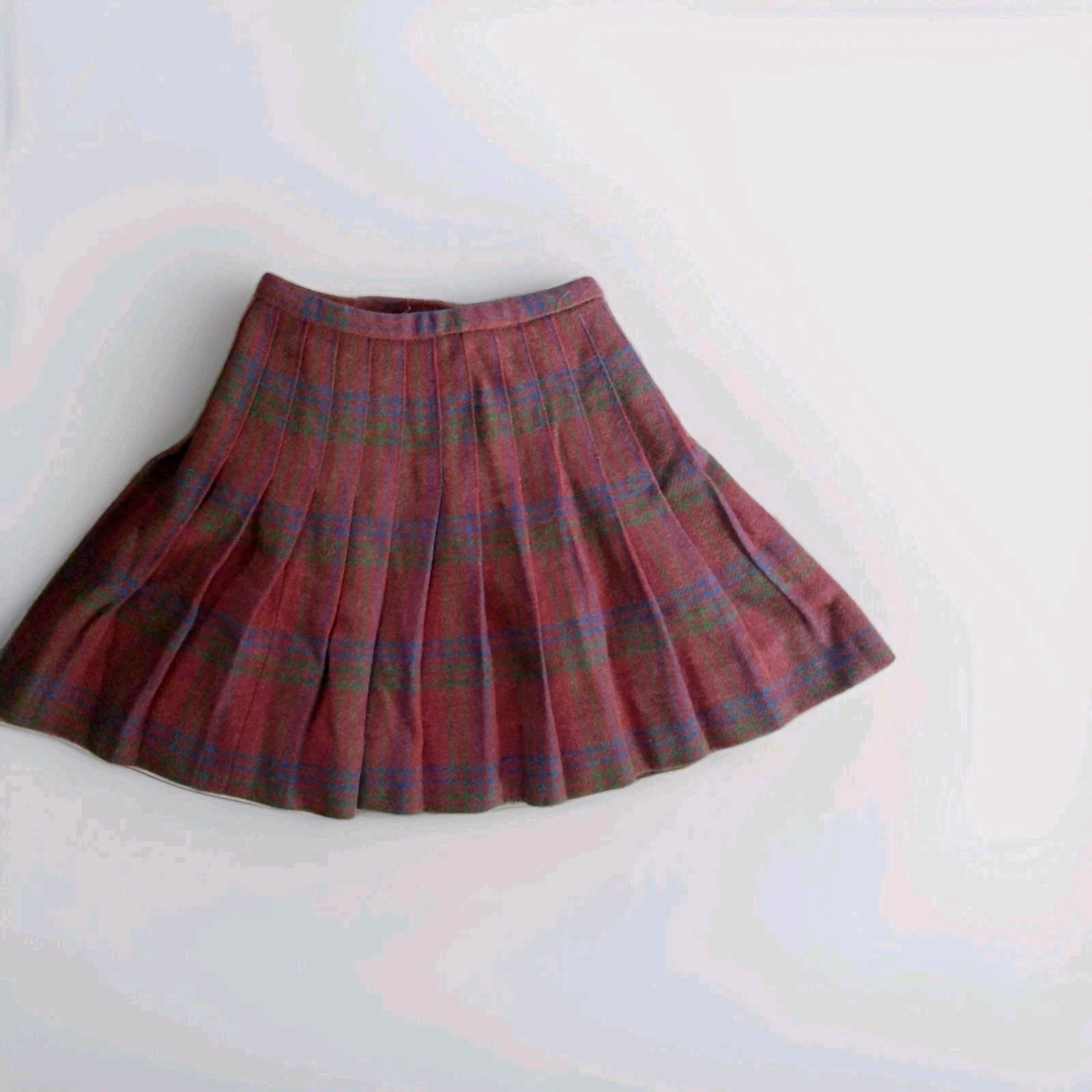 THE VILLAGER VINTAGE WOOL WRAP SKIRT KILT SAFETY PIN PLAID 00 (XXS) 22-23″ WAIST