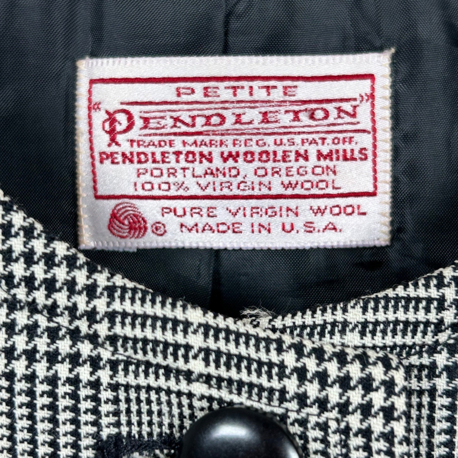 Pendleton Skirt Suit Black White Women Jacket 4 Skirt 2 Glen Plaid Virgin Wool
