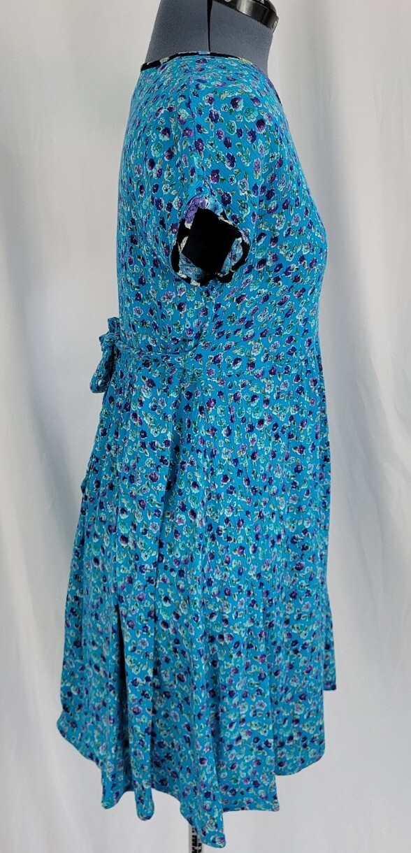 Vintage Cottagecore Molly Malloy Petites Blue Floral Babydoll Dress Sz 6