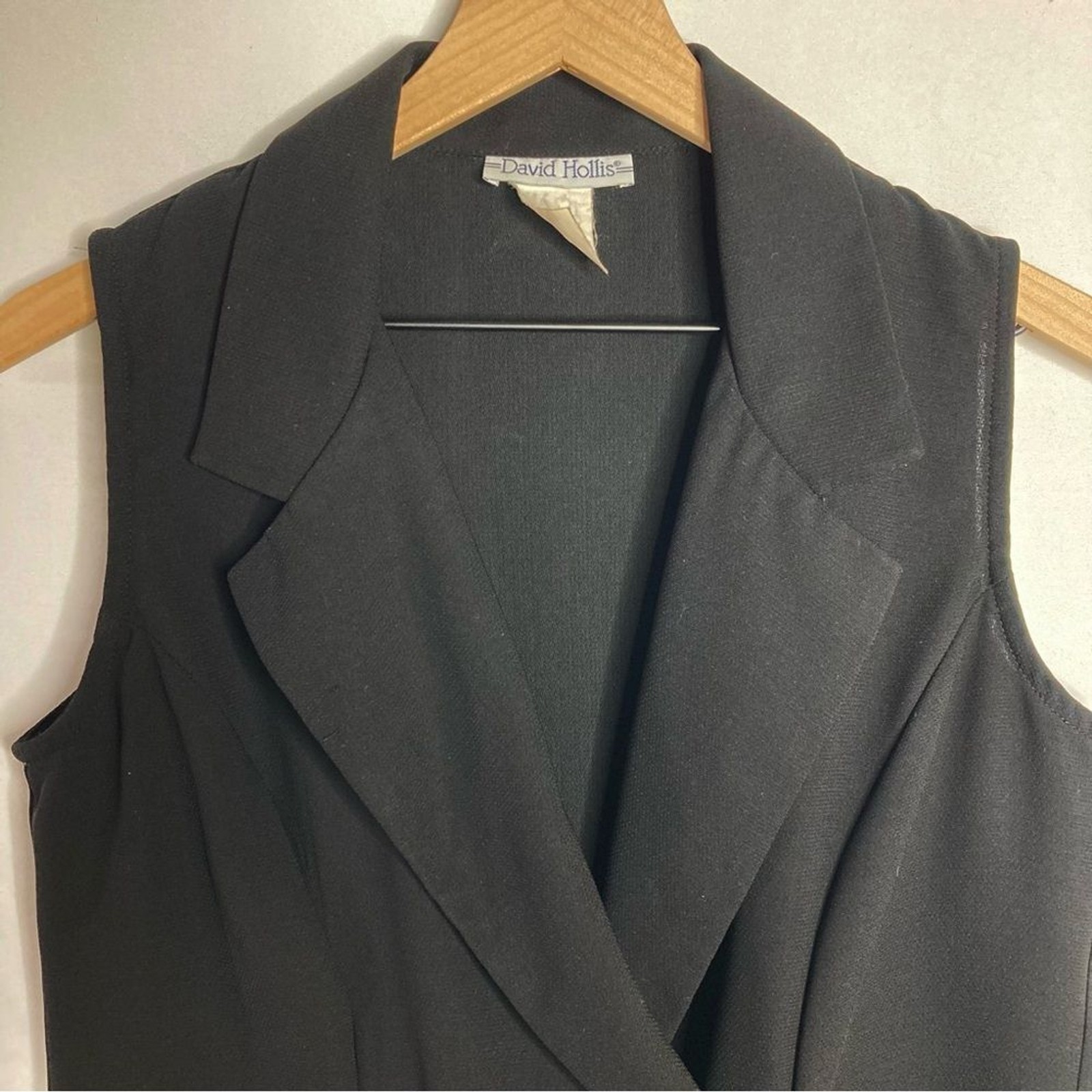 Vintage David Hollis Black Vest Size 10 Double Breasted Button Up Y2K 90s