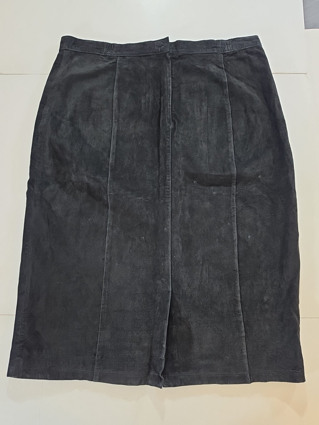VTG Desperado Black Suede Leather Pencil Skirt Sz 26 Western Boho Cowgirl 80s 90