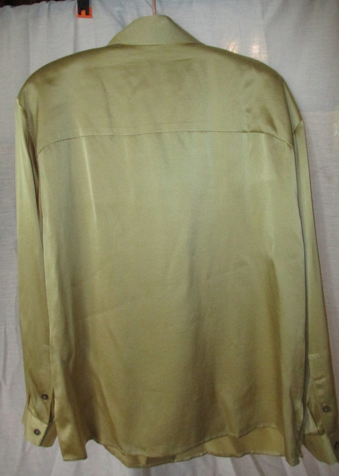 VTG Linda Allard Ellen Tracy Oversized Silk Blouse Drop Shoulder Pads Gold 8,NWT