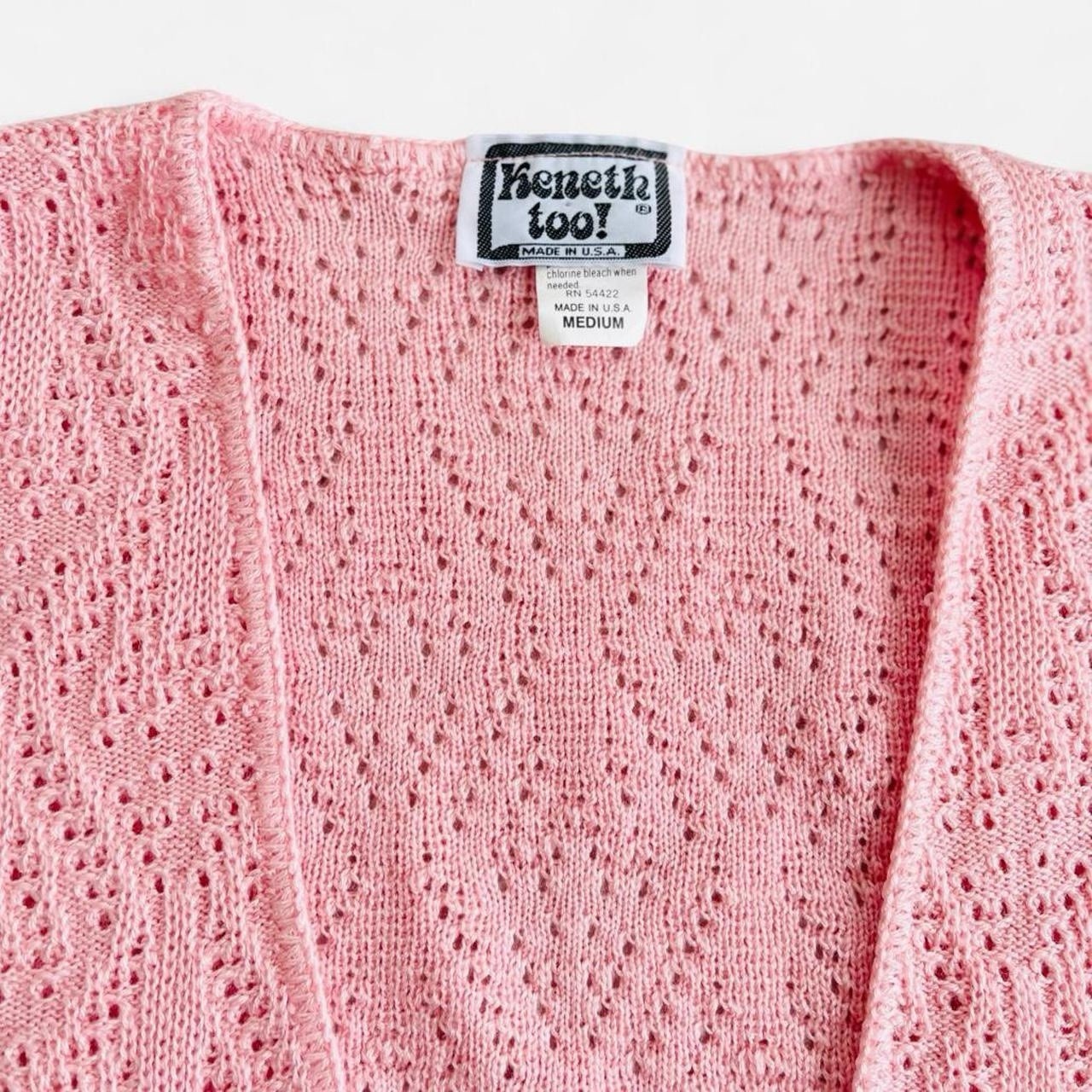 Vintage Kenneth Too Pastel Pink Knit Vest M Granny Cottagecore Knitwear