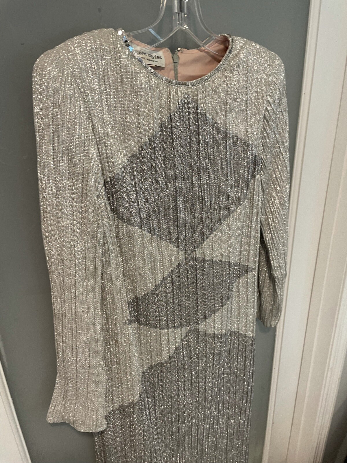 80s Vintage Morton Myles For The Warrens Sz 12 Silver Lame Dress Stunning !