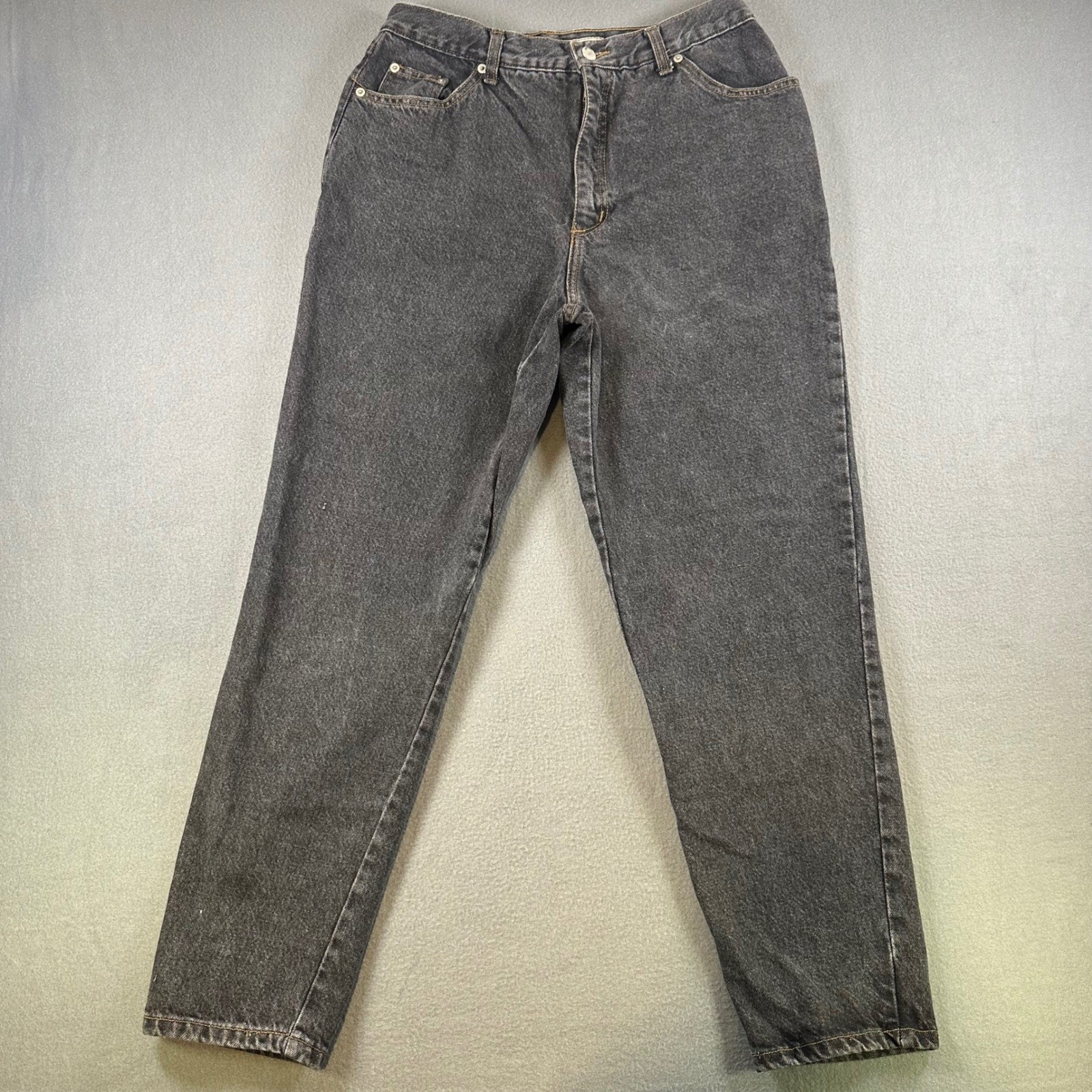Lew Magram Vintage 90s High Waisted Mom Jeans Black Tapered Leg Made in USA 16