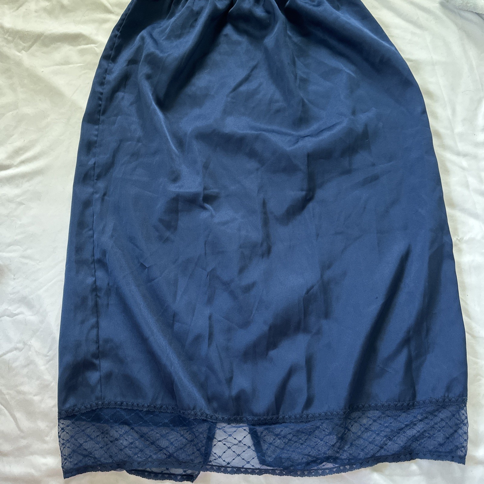 Vtg Collectible Classics Navy Blue Half Slip with Lace Lingerie Medium 29 Inches