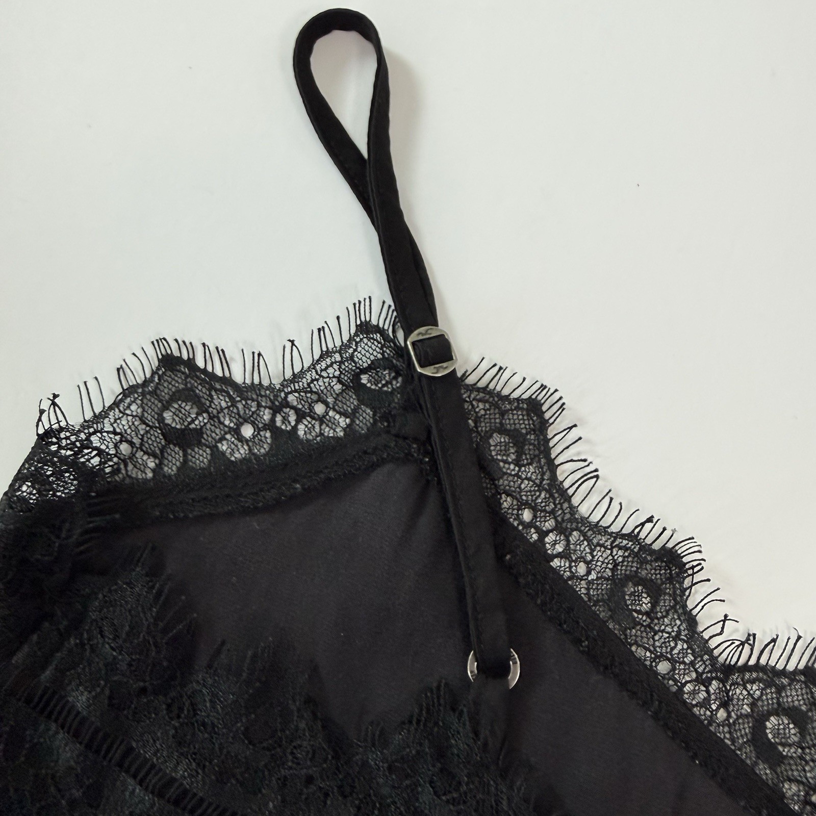 Hollister Black Adjustable Spaghetti straps Camisole XS Lace Trim Button Back